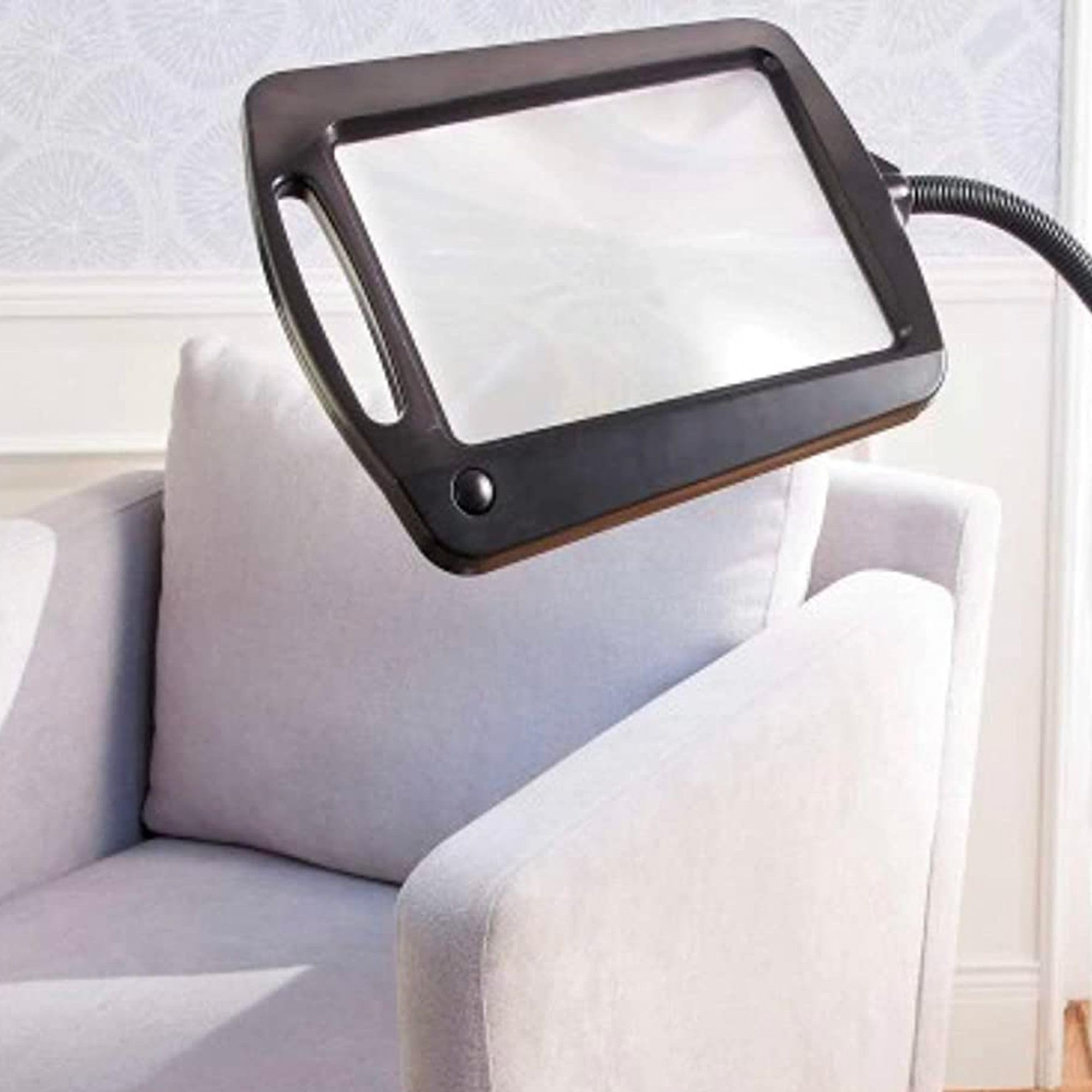 FISHTEC - Lampa powiększająca Maxi 12 diod LED do montażu - 5 x powiększenie, obrotowe, do czytania, majsterkowania, szycia, haftu i innych precyzyjnych czynności - elastyczna wysokość 100 cm, czarna