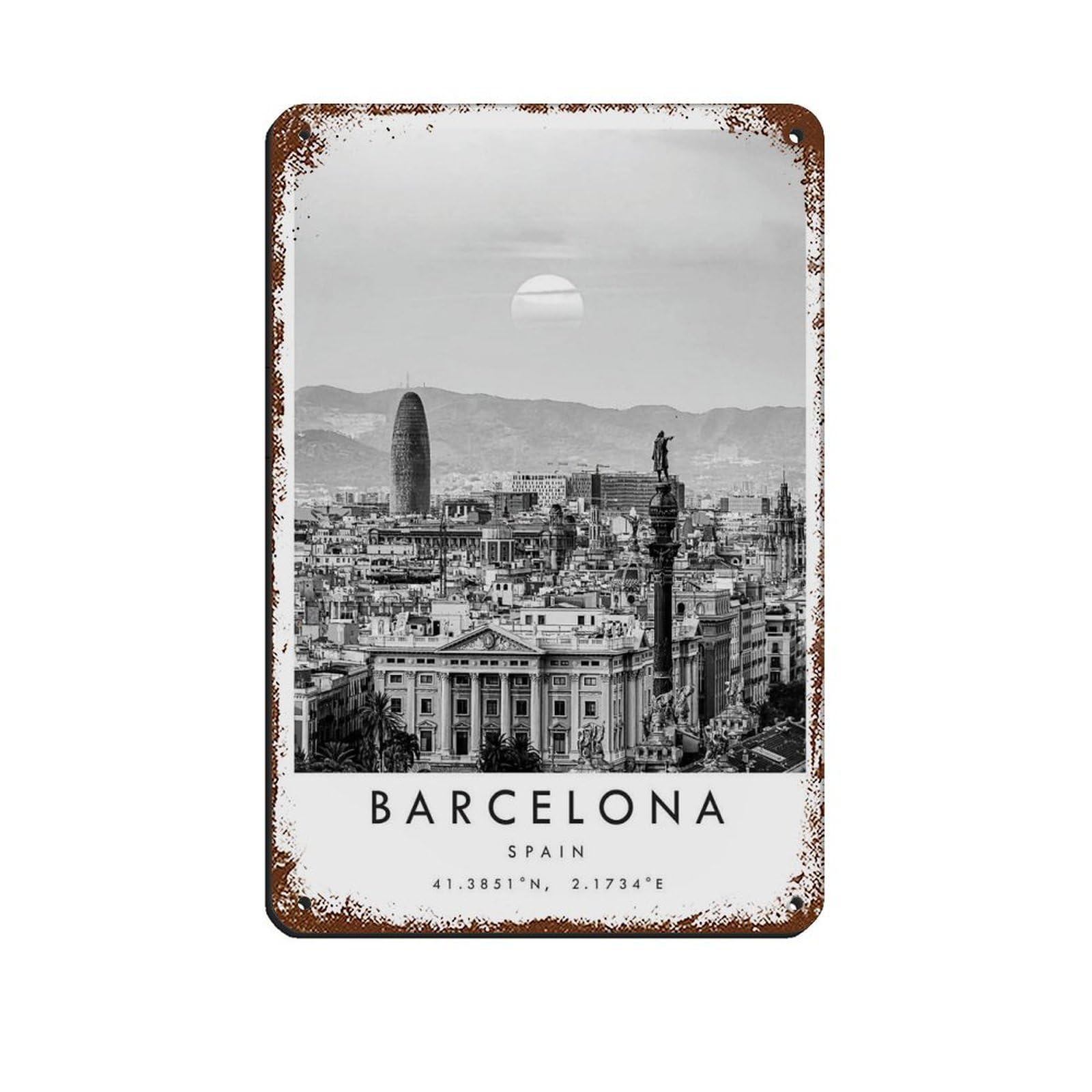 Barcelona Travel, Barcelona Poster (2) Tin Sign Vintage Metal Pub Club Cafe Bar Home Wall Art Decoration Poster Retro 8x12inch(20x30cm)