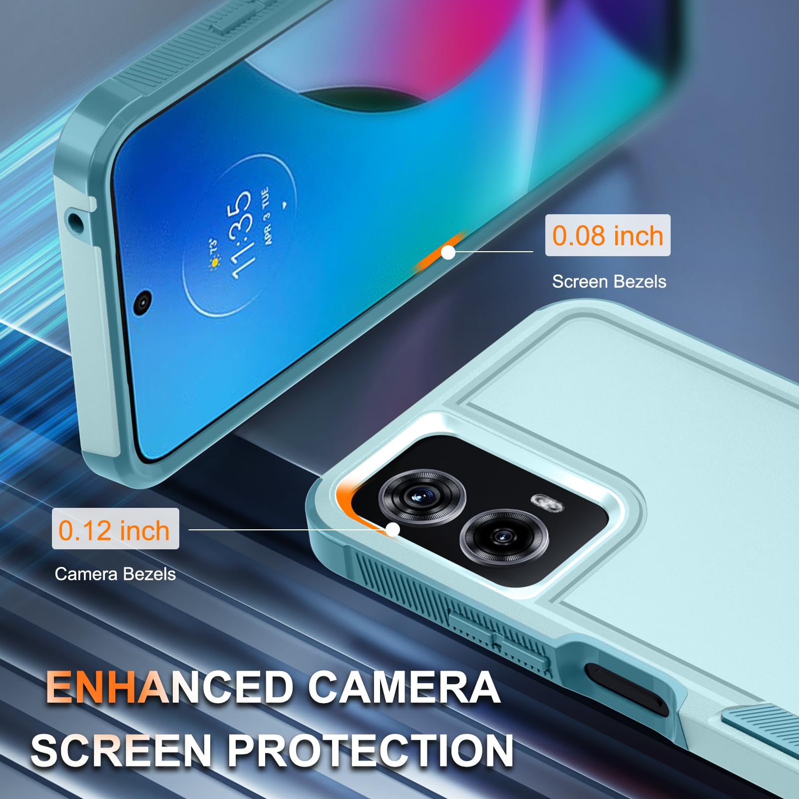 Etui kompatybilne z Moto G Power 5G 2024, wytrzymałe, odporne na wstrząsy etui na telefon z paskiem do smyczy, osłona ekranu ze szkła hartowanego, miętowo-zielone