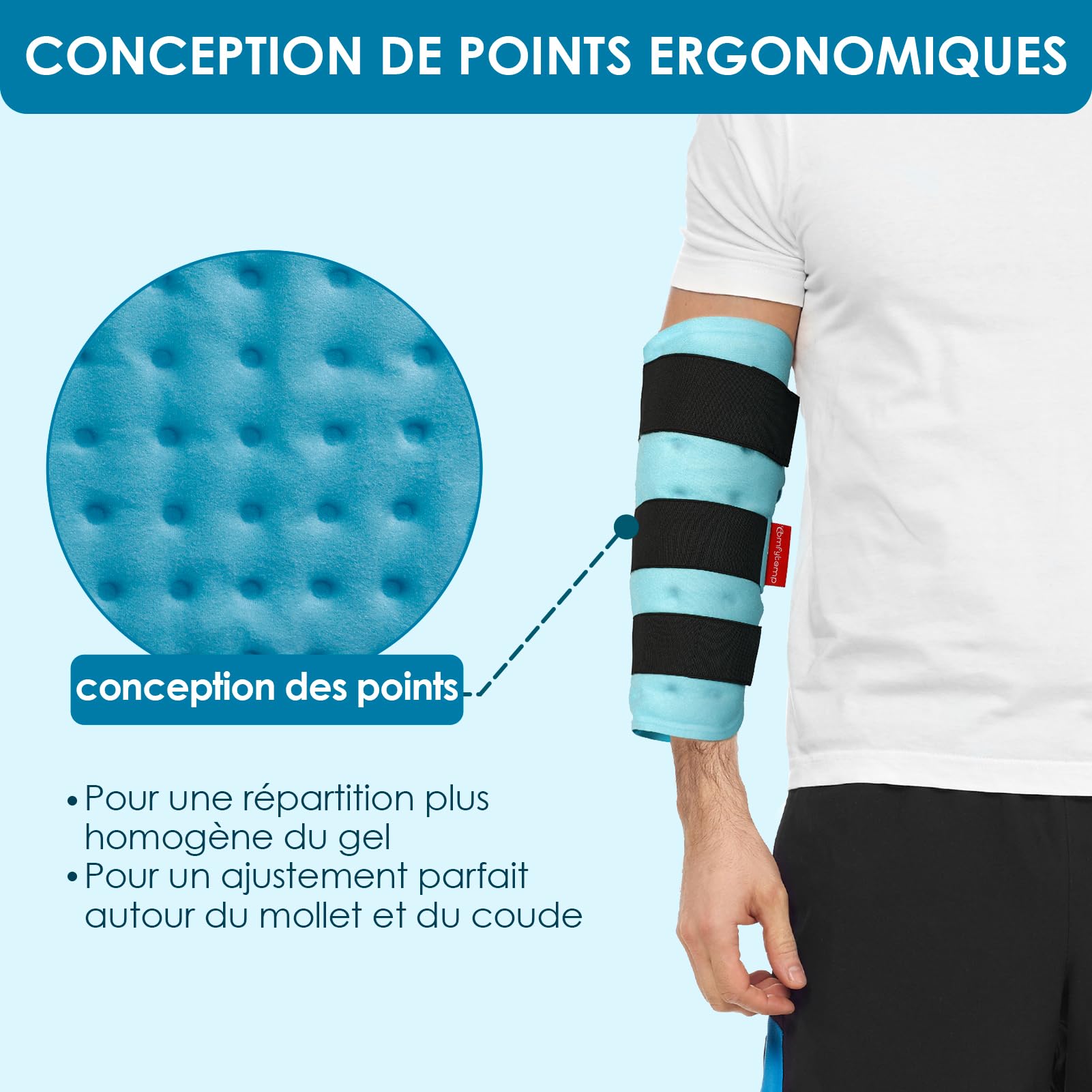 Comfytemp 2 Unité Packs de Glace Mollets pour les Blessures, Poche de Gel Réutilisable pour le Coude, Compresses Froide et Chaude pour Soulager la Douleur Gonflement, Tendinite, Genou, Jambe, Épaules