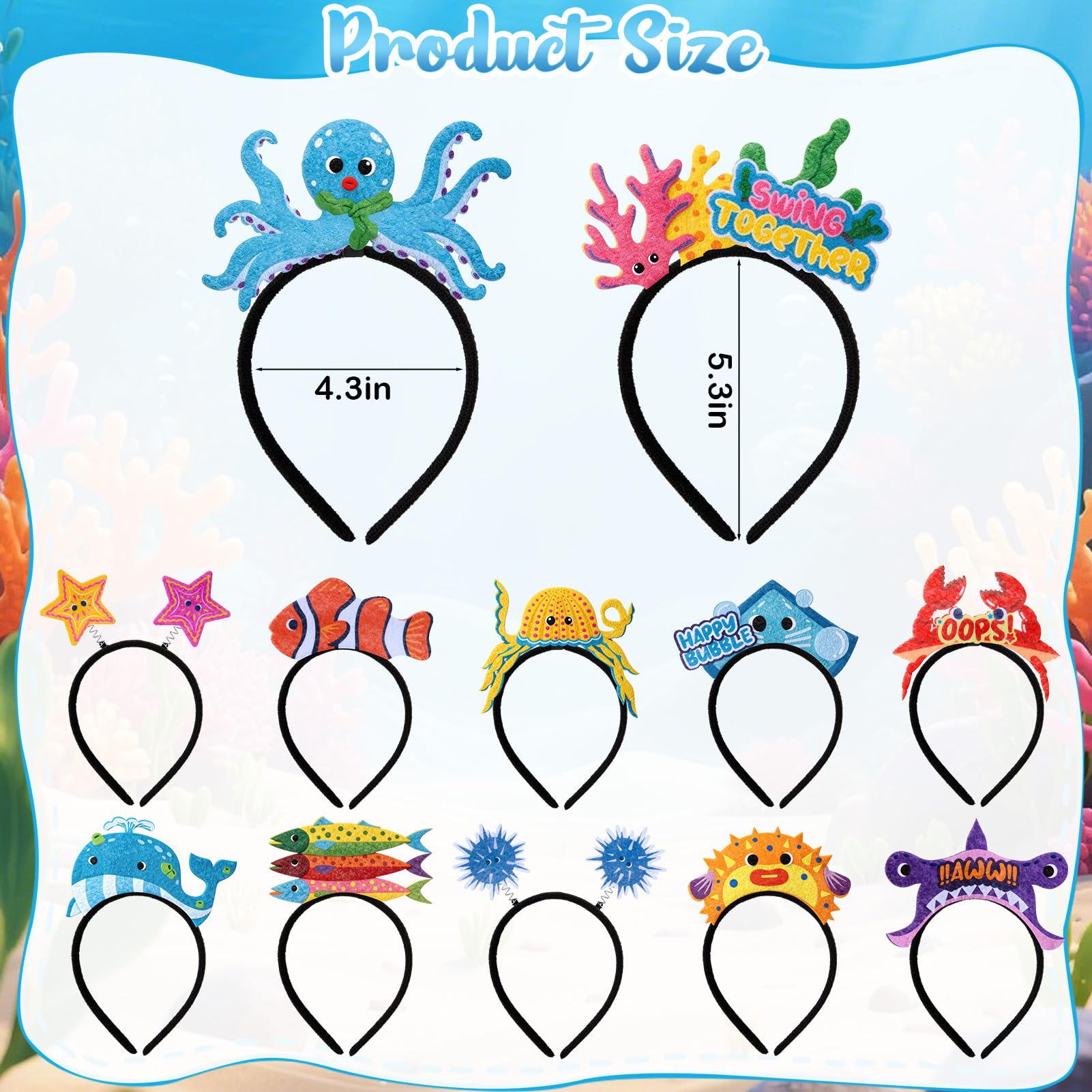 12 PCS Serre-têtes en Feutre pour Enfants, Accessoires pour Carnaval et Photobooth, Jouets pour Fête à Thème d’Anniversaire, Cadeaux pour Filles et Garçons
