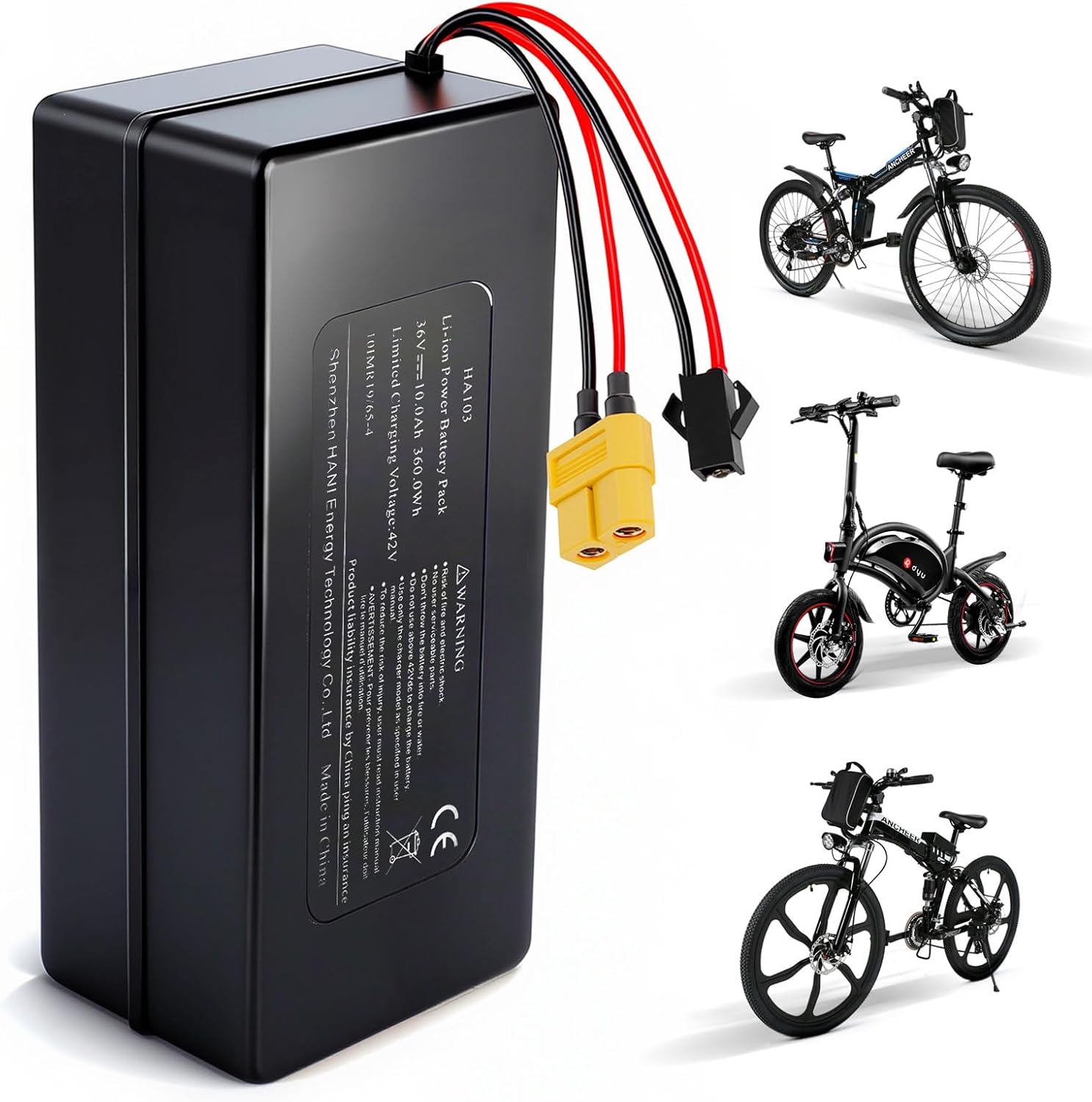 36V 10Ah 360Wh Lithium Battery Pack for Jetson Bolt Pro E-Bikes, Genuine with 15A BMS, Compatible with 200W-350W Motors, E-Scooters, ATVs, Electric Dirt Bikes, Solar Storage, Black