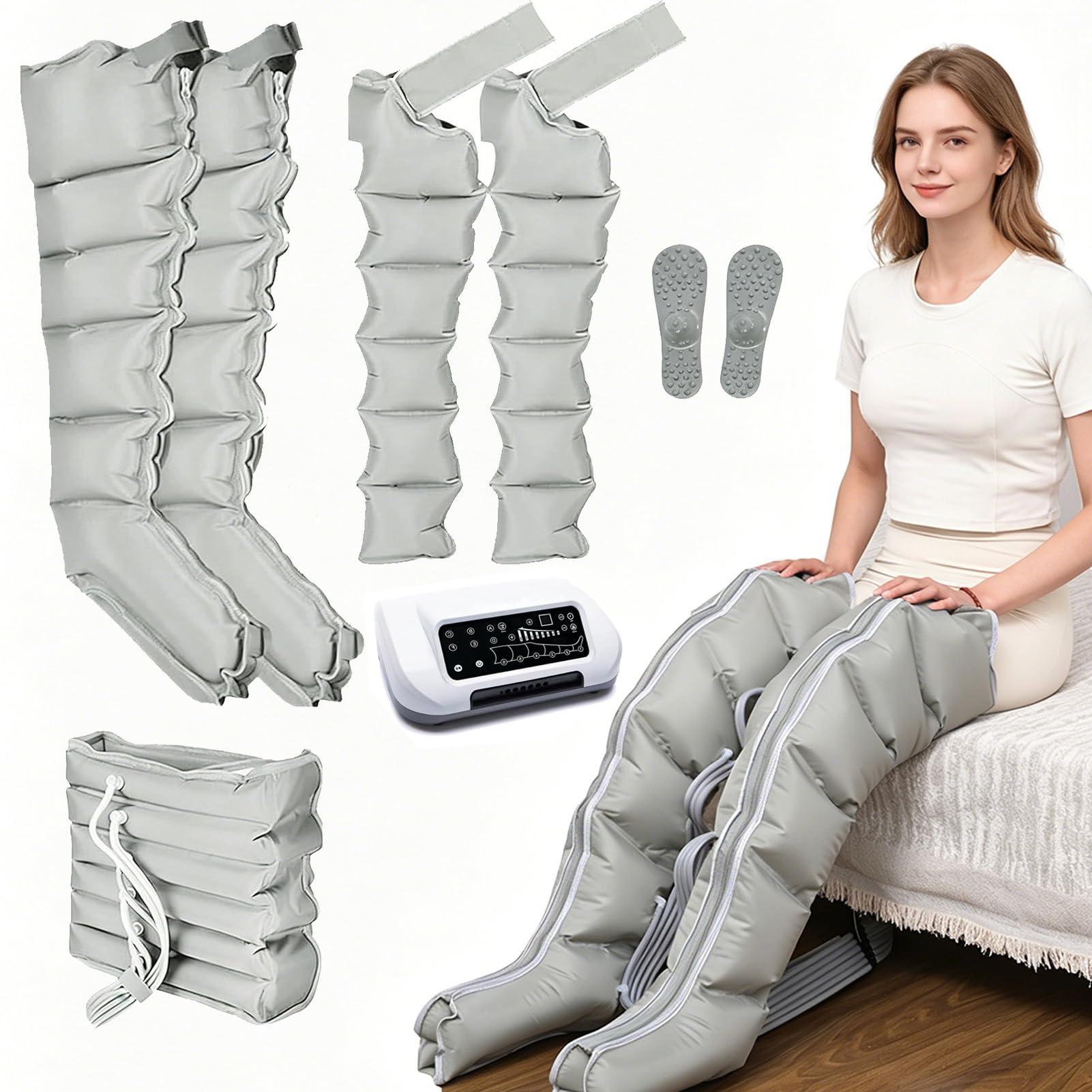 Presoterapia Para Casa Profesional, Botas De Presoterapia 6 Cámaras, Regulación Inteligente De Presión, Vaciado Automático, Fomenta El Drenaje Linfático, Alivia Molestias En Piernas Cansadas