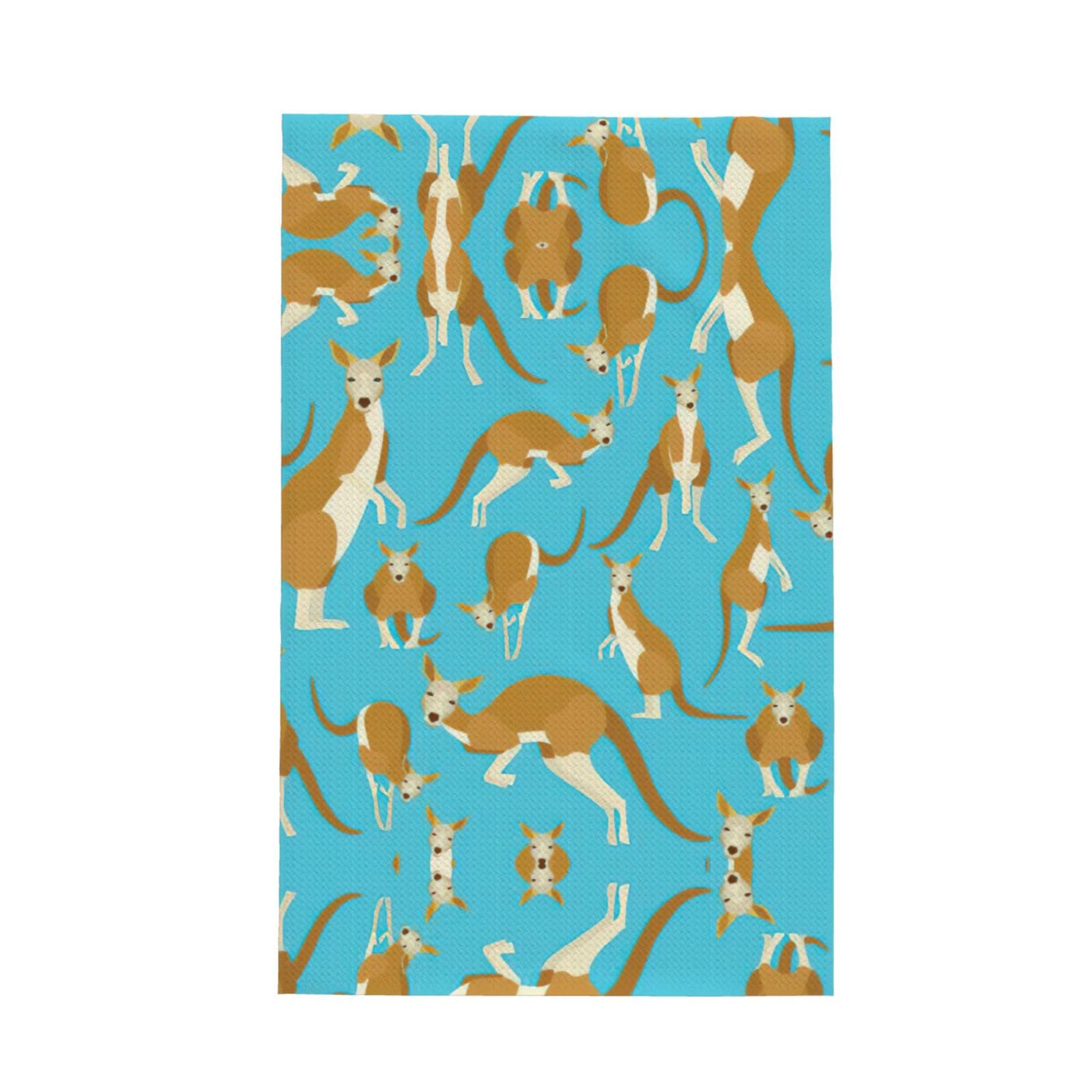Xxahnbm Black Funny Kangaroo Zoo Print Waffle Kitchen Towel,Absorbent Hand Towel