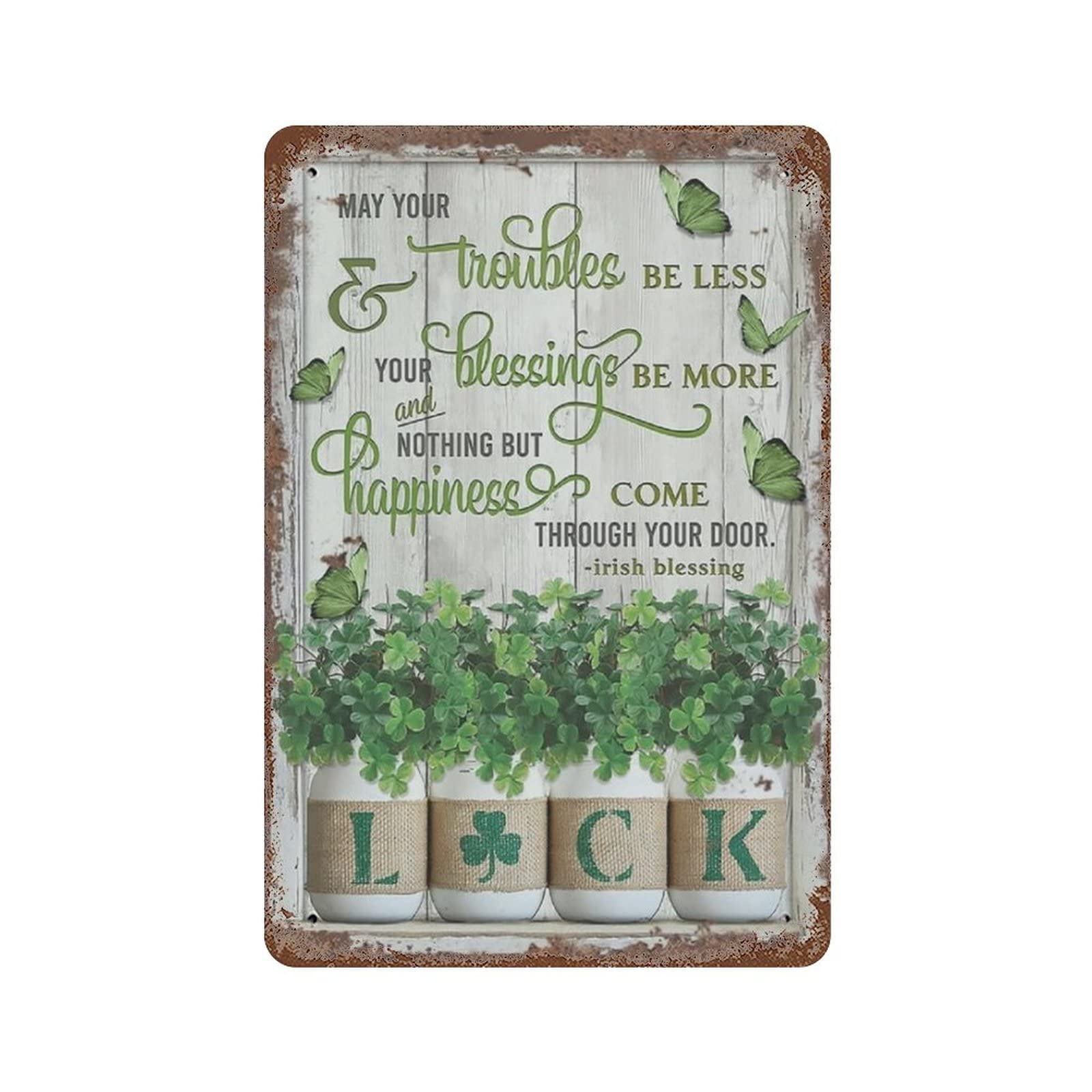 AOOEDM May You Troubles Be Less Your Blessings Be More Tin Metal Sign Wall Decor Funny Inspirational Quote Wall Art Sign Vintage Tin Signs For Home Coffee Bar Man Cave Sign Pub Poster