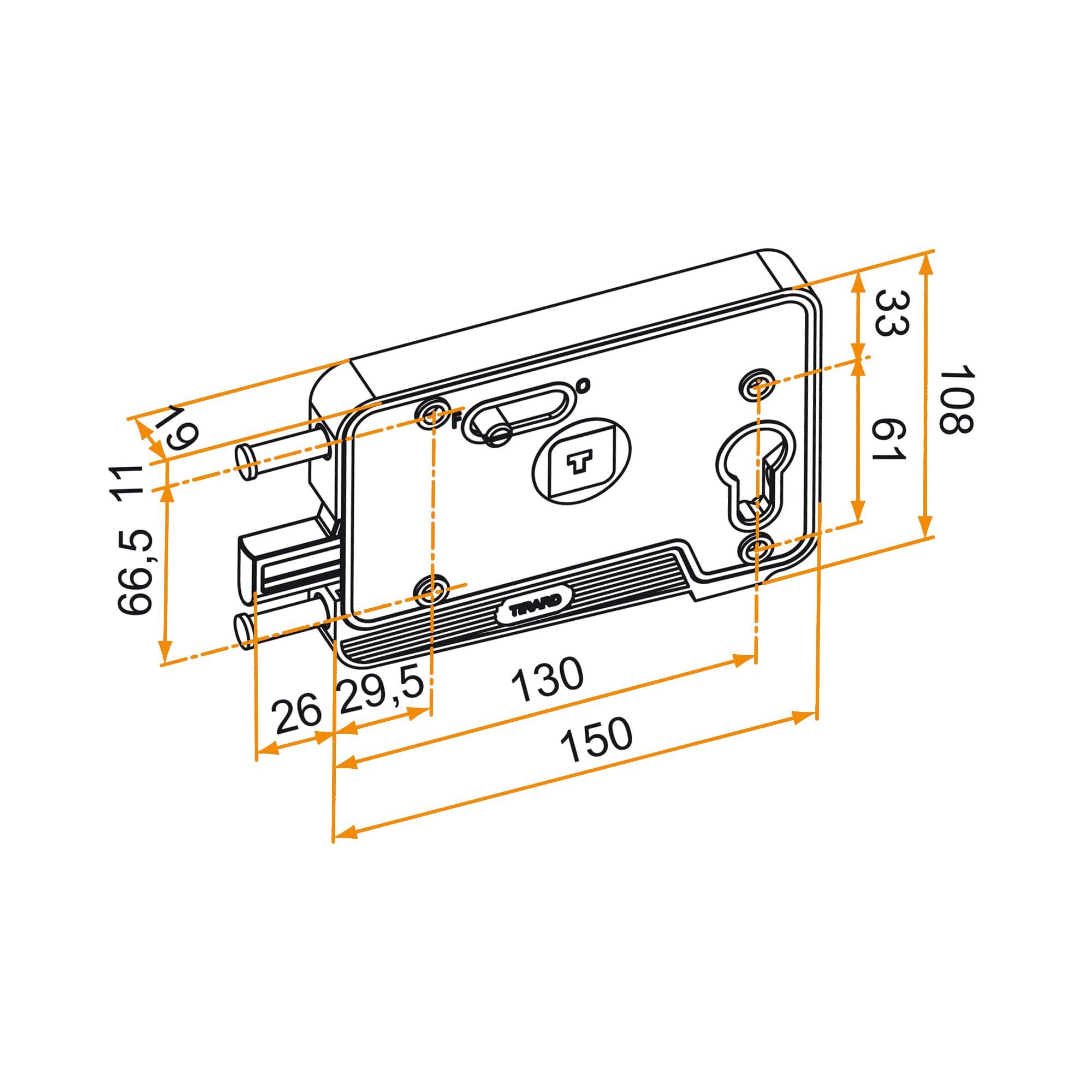 Serrure EA à Pêne Levant - pour Porte de Garage Battante et Portail - installation facile en Applique - Composite - Fabrication Française