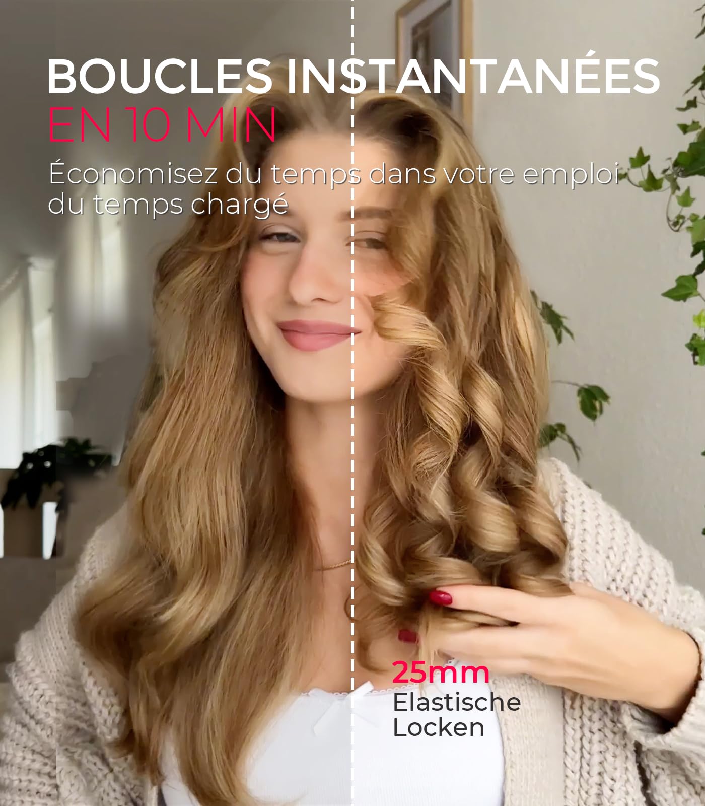 TYMO CURLPRO Automatique Boucleur à Cheveux Fer à Friser 25mm 3 Températures Réglables Anti-brûlure Céramique Rose