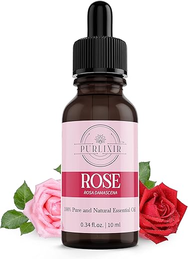 Purlixir Rose Essential Oil – 10 ml | 100% Pure and Natural |Used for Aromatherapy, Relaxation, Skin Care, Calm Sleep & Massage, Spiritual Rituals