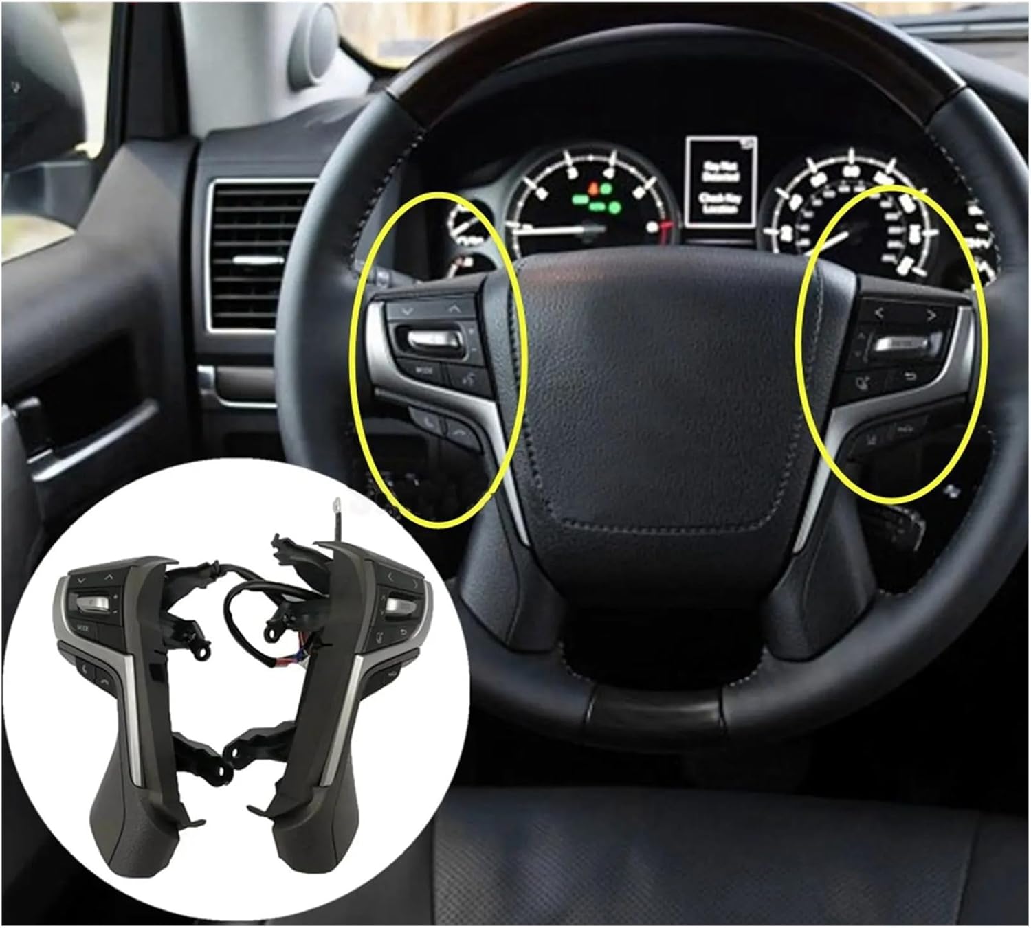 Steering Wheel Audio Control Button Steering Wheel Cruise Switch Compatible with Lander Cruiser Prado Black