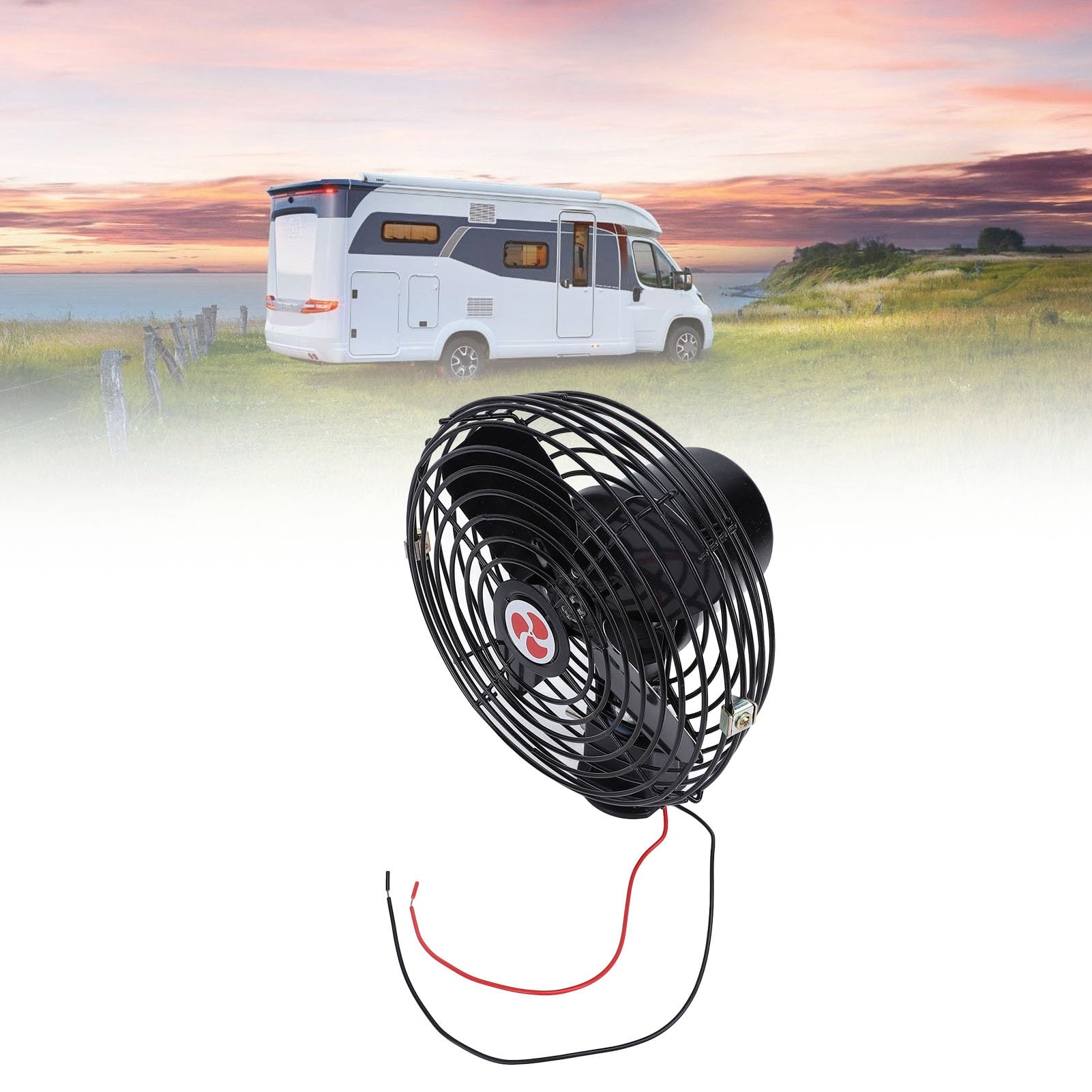 Ventilador de Coche de Alta Resistencia de 12 V, Ventilador de Metal para Coche, Reducción Silenciosa de Ruido, Ventilador de Refrigeración de Metal que Ahorra Combustible para