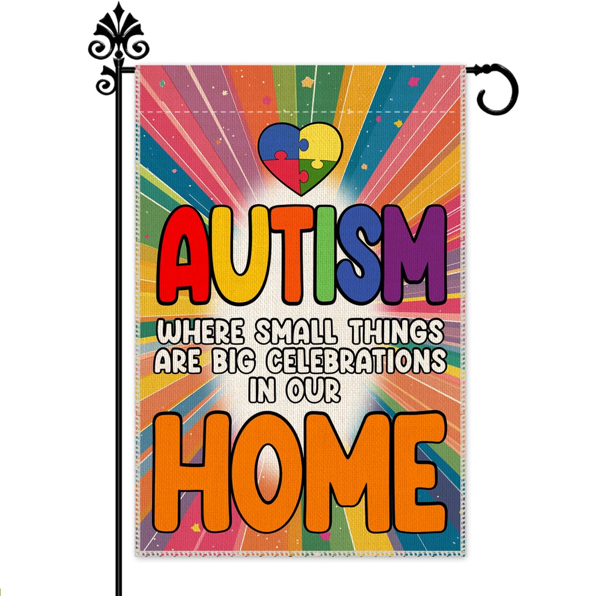 Drapeau de jardin Autisme Hafhue 30x45 cm avec motif puzzle coloré double face