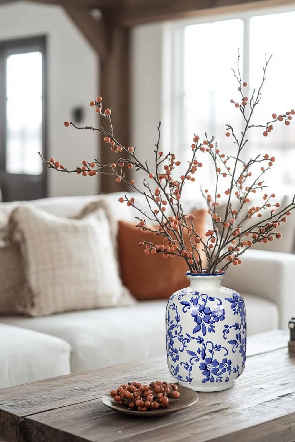青と白の花鳥模様の陶器花瓶 Amazon.co.jp: Hollyone 青と白の磁器の花瓶 大きなシノワズリー 花柄
