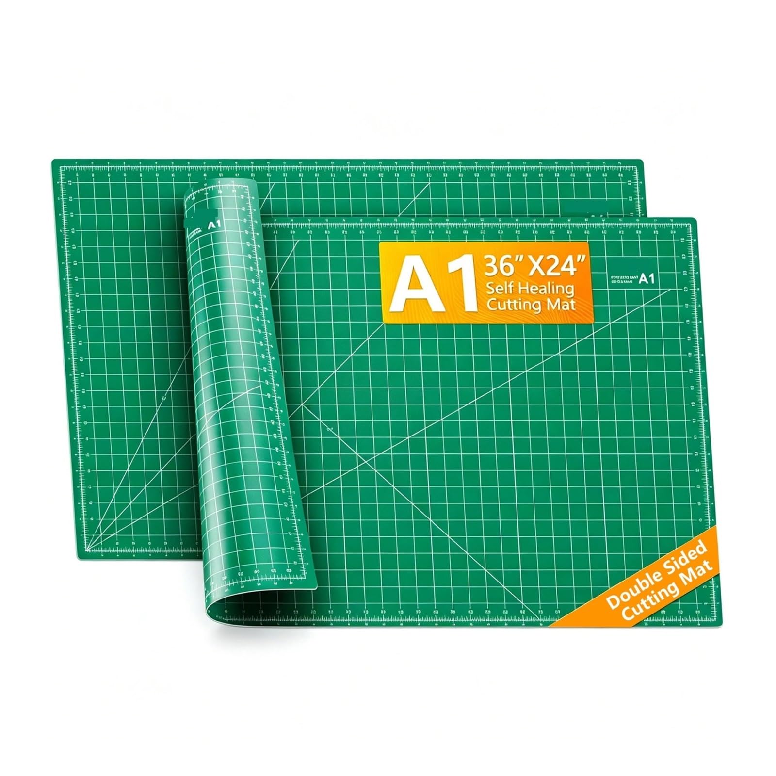Tappetino Taglio Tappetino da taglio autorigenerante A1 90x60 cm | Tappetino da taglio in pelle con griglia bifacciale antiscivolo spessa 1,8 mm for cucito, quilting, hobby artigianale