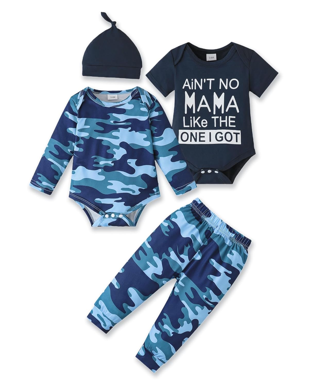 NZRVAWS Newborn Baby Boy Clothes Long Sleeve Romper Pant Set Hat 2-Pack Infant Baby Boy Outfits Fall Winter