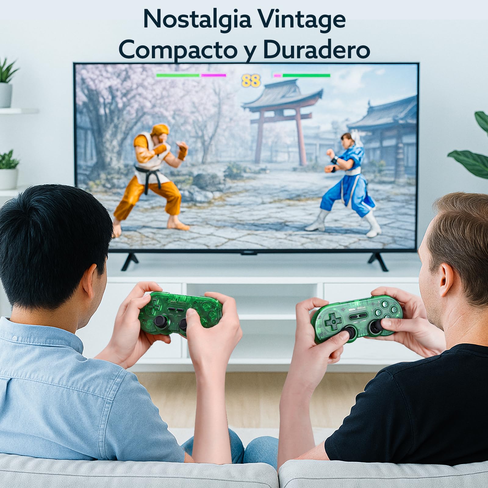 LONGYI 8BitDo SN30 Pro Mando inalámbrico Bluetooth con joysticks de efecto Hall, vibración Rumble y cable USB-C, Gamepad retro para Switch, Windows, Mac OS, Android, Steam Deck - Verde