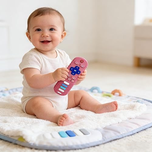 Miniatura 7 de Mordedor de Bebé en Forma de Control Remoto de TV, Juguete de Alivio de Dentición para Masticación de Bebés de 3 a 24 Meses, Libre de BPA, Rosa