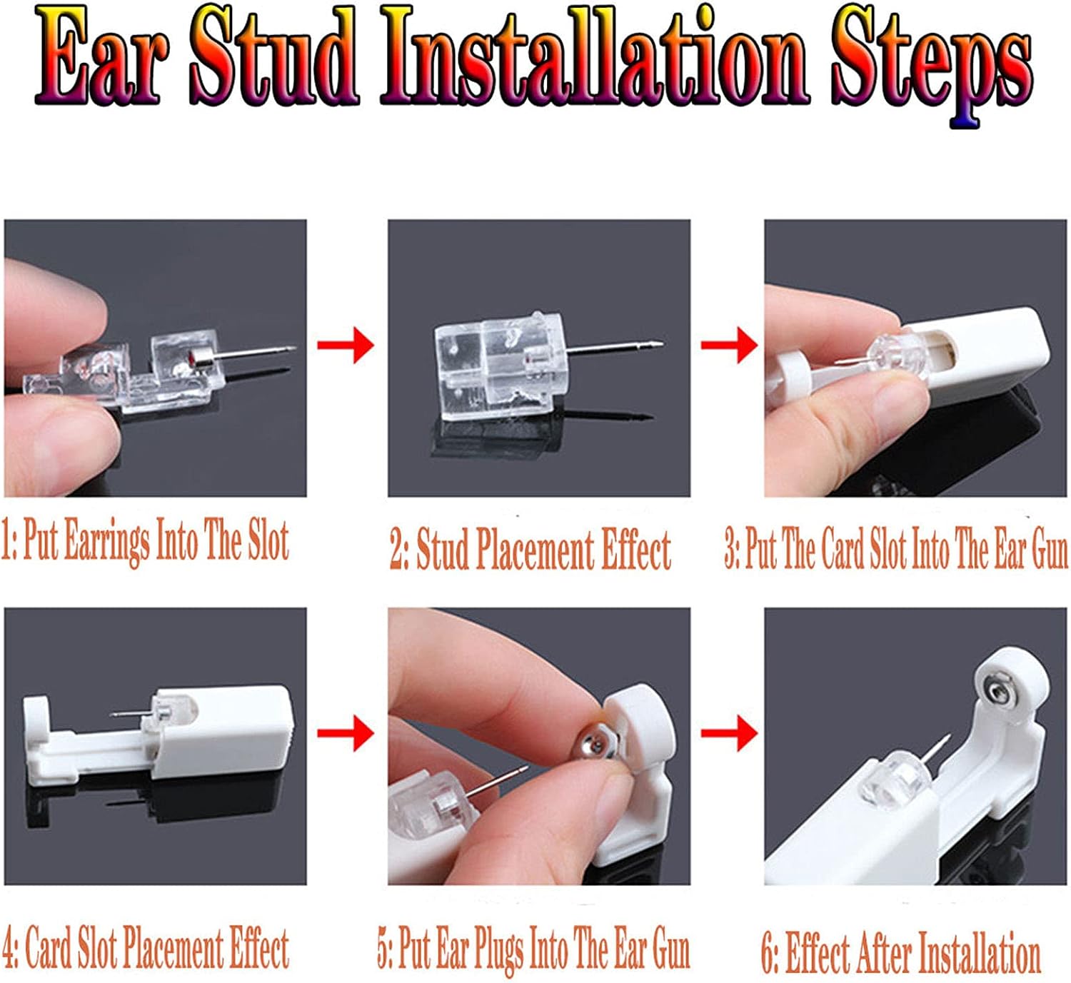 4 PCS Self Ear Piercing Gun Kit, Disposable Ear Piercing Gun Tool Set with Stud Earrings and Clean for Salon Home Use