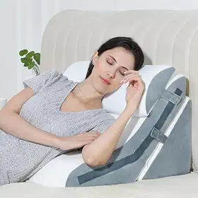 FSCGIFE Almofada de cama para dormir 3 peças, almofada ajustável 20 em 1 de espuma viscoelástica para refluxo ácido, almofada inclinada 3 em 1 para pós-cirurgia, ronco, dor nas costas (cinza)