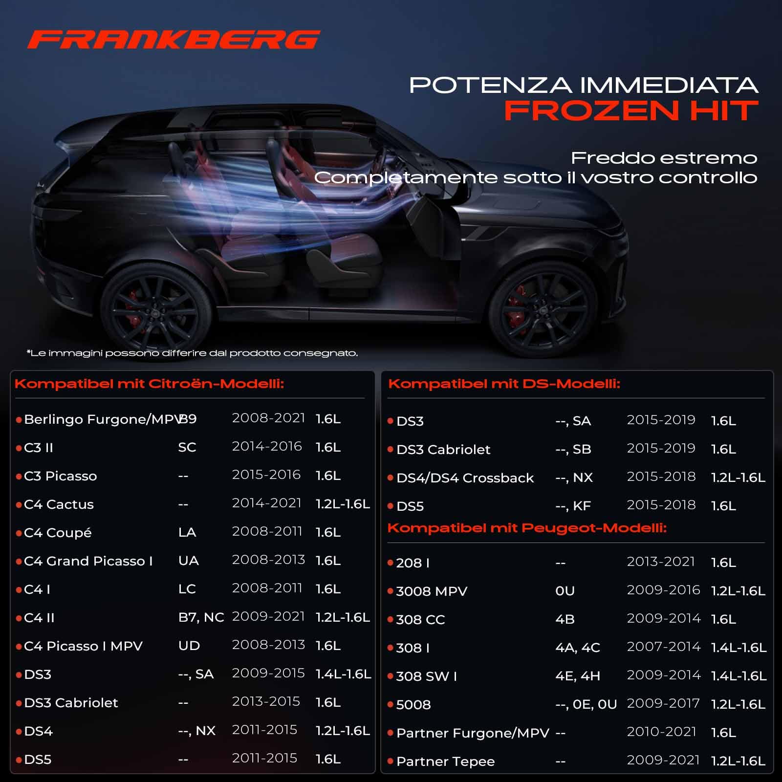 Frankberg Compressore dell'aria condizionata con frizione Compatibile con Berlingo Multispace B9 308 CC 4B 308 SW I 4E 4H C4 Cactus 3008 MPV 0U Replace# 9676862380, compreso l'olio preconfezionato