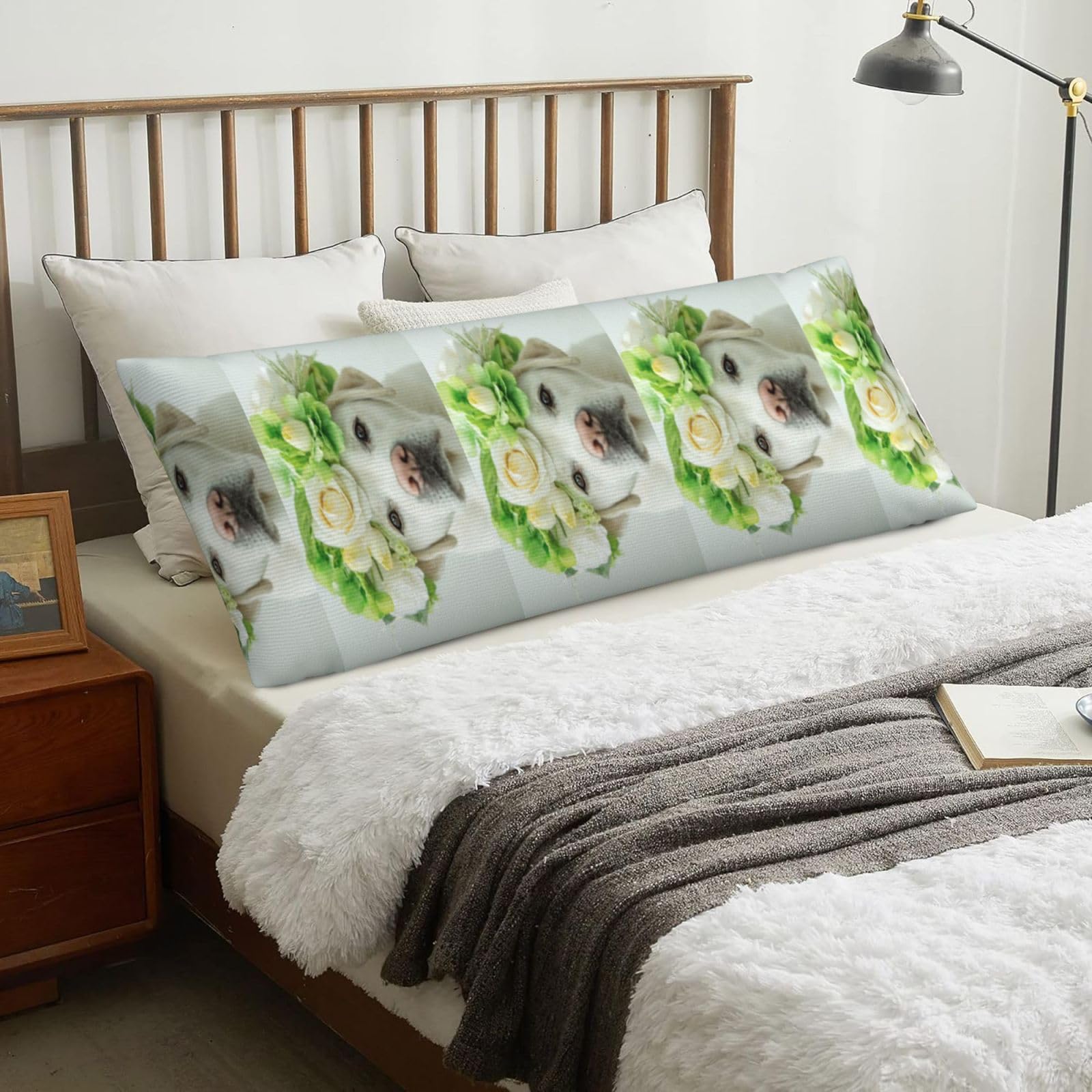 Funny Labrador Retriever Puppy, Body Pillow Cover with Zipper,Long Body Pillowcase 20 x 60 in