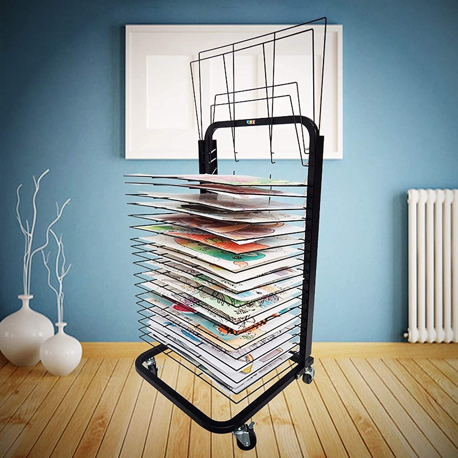 ZXFF 20-Layer Drying Rack, Art Studio Drying Rack, Educational Product Drying Rack, Space-Saving Shelf (for A3 Artwork/Painting) (Size : 20 Layers)