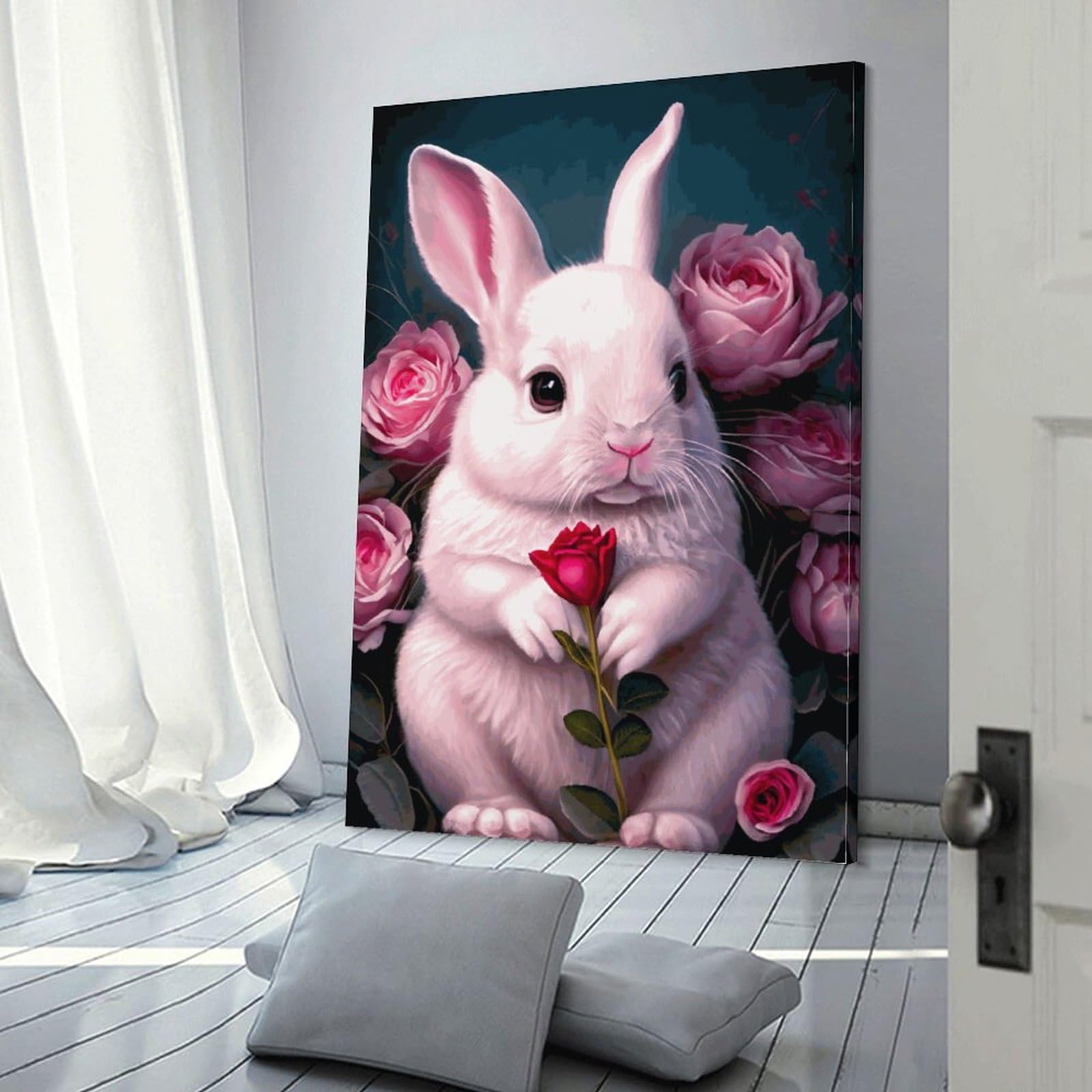 Amazon.co.jp: 絵画 かわいいウサギインテリア 絵画 超リアルな動物