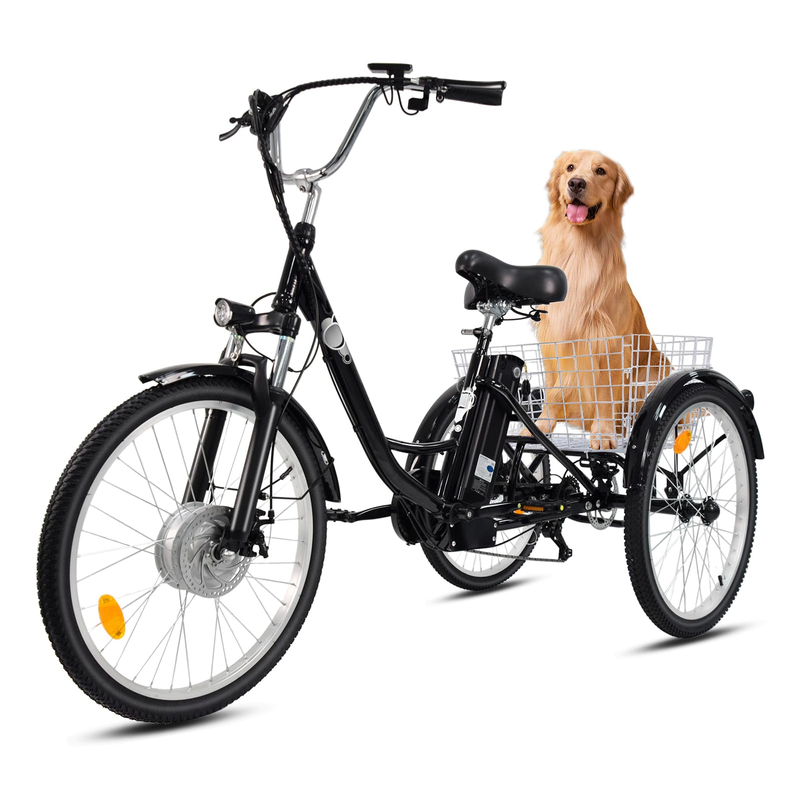 Triciclo Elettrico per Adulti e Anziani | Motore 250W Conforme EPAC EN 194 | Velocità Max di Assistenza 25 km/h | 7 Velocità, Cestino Grande, Telaio in Alluminio, Luci LED, 3 Ruote per Tutti i Terreni