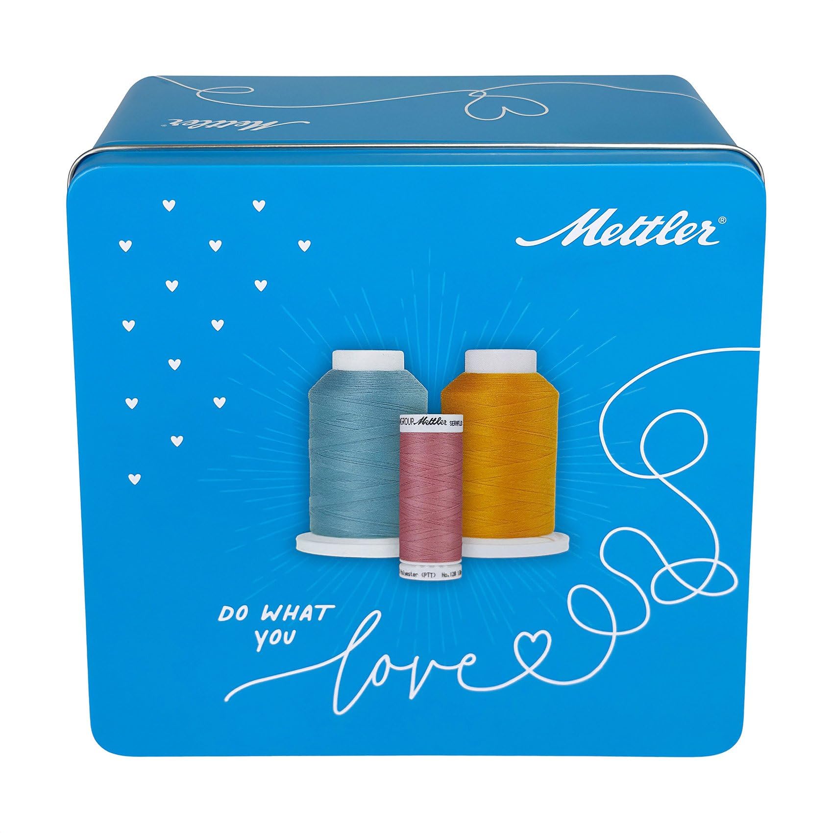 Amann Garnbox gefüllt mit 16 Konen Amann Isacord-Maschinen-Stickgarn (je 1000m) (grün/blau/aqua/türkis) 0,005€/m