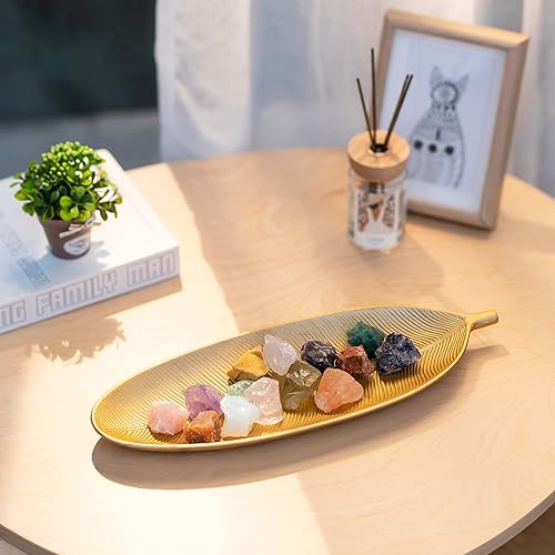 Miniatura 13 de Hanobe Bandeja decorativa de madera de hoja: Bandeja de madera en forma de hoja para llave de decoración tazón de plato para vela de cristal Blanco