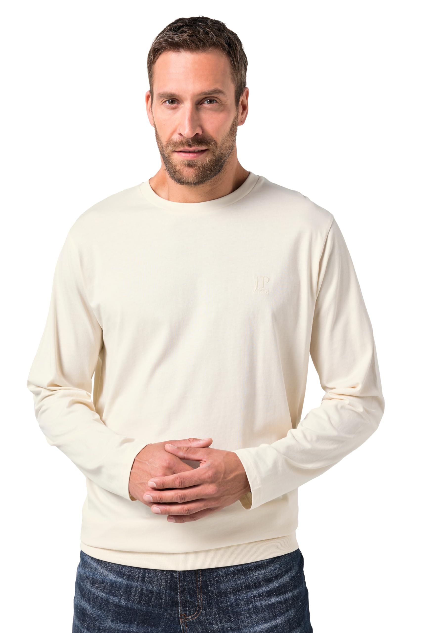 JP 1880 Herren große Größen Übergrößen Menswear L-8XL Langarmshirt, Bauchfit, Basic, Rundhals 827128