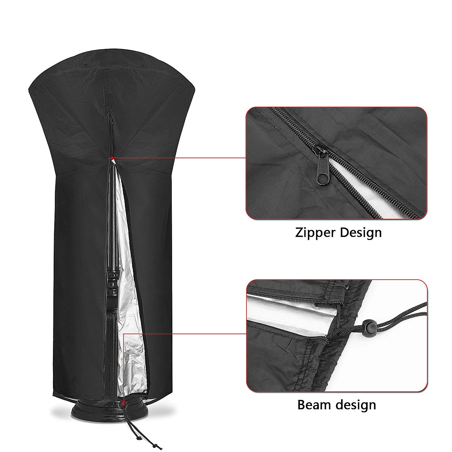 Diealles Shine Housse pour Parasol Chauffant Noir 226 x 85 x 48 cm