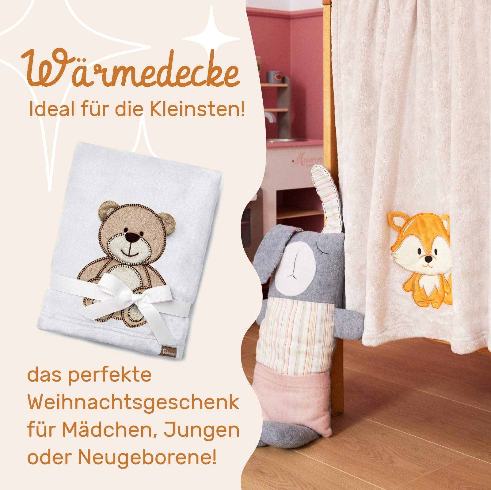 Be Mammy Warm Children Baby Cosy Blanket Baby Gift BE20-168 (Light Grey - Bear) - Image 3
