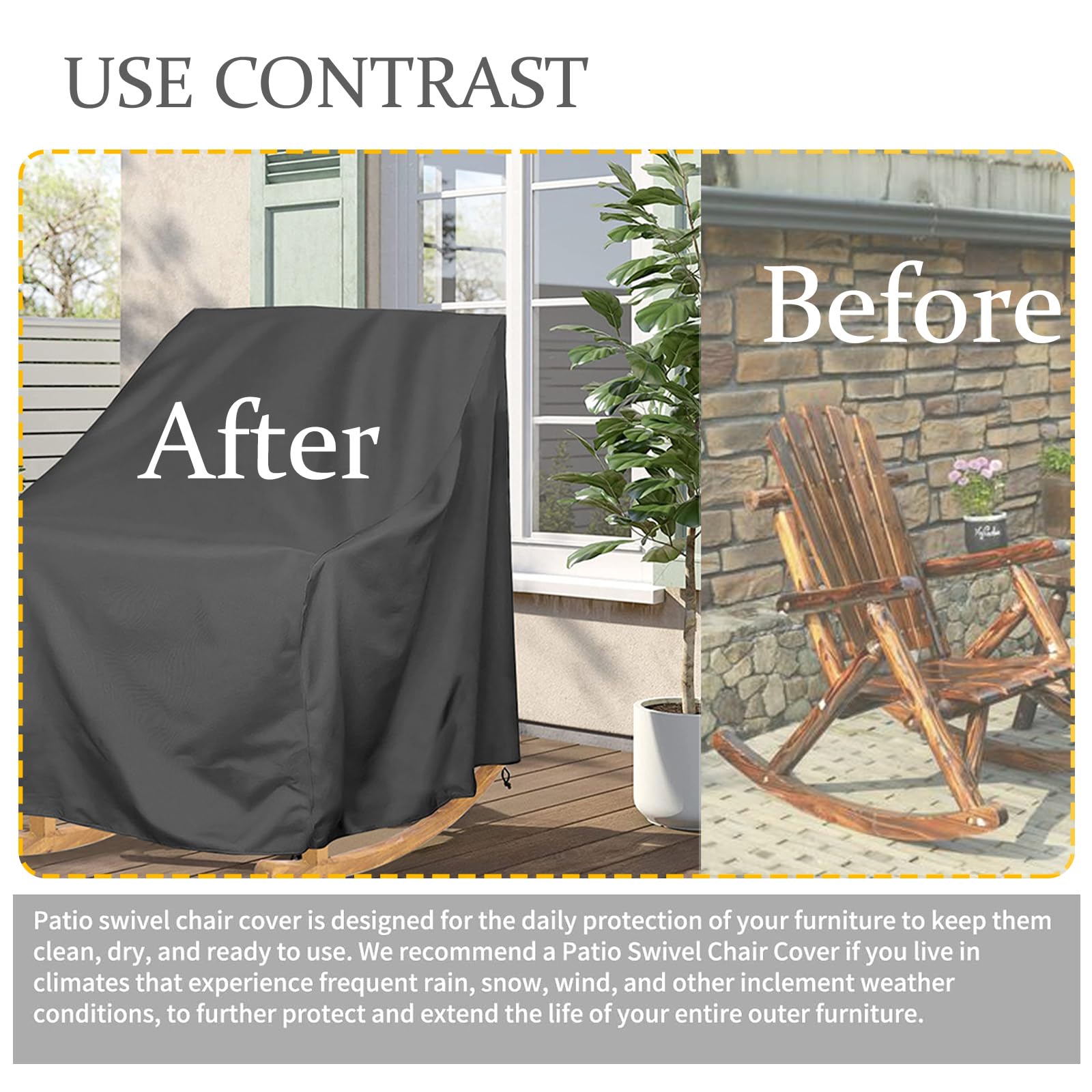 Houssede Protection Fauteuil à Bascule Imperméable 420D Oxford Jardin Chaise Berçante Extérieur Noir 70x97x99cm