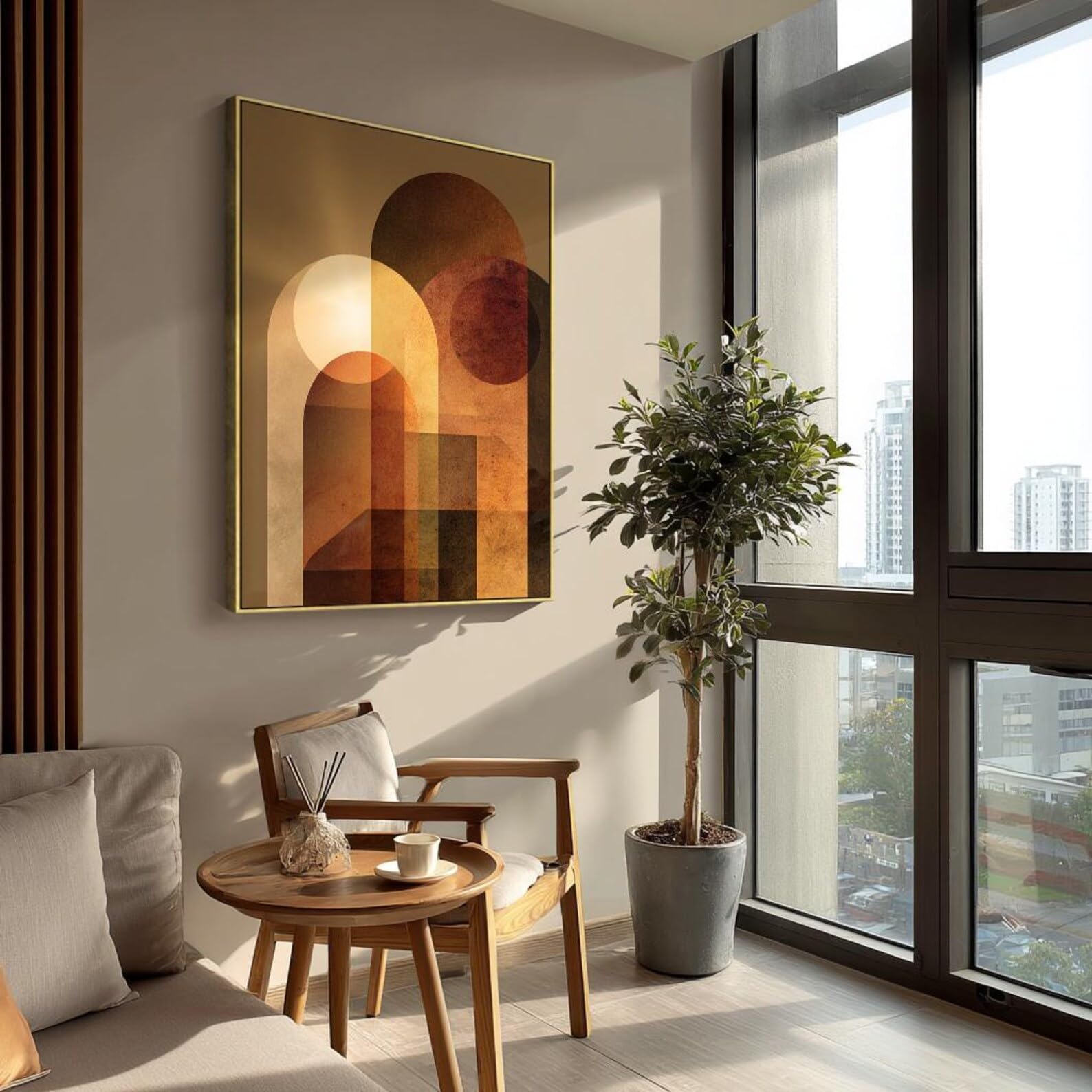 Hallway Decor, Japandi Canvas Wall Art, Portrait Wabi Sabi Painting, Large Posters and Prints Buddha for Horizontal Bed(80x110cm/Frameless)