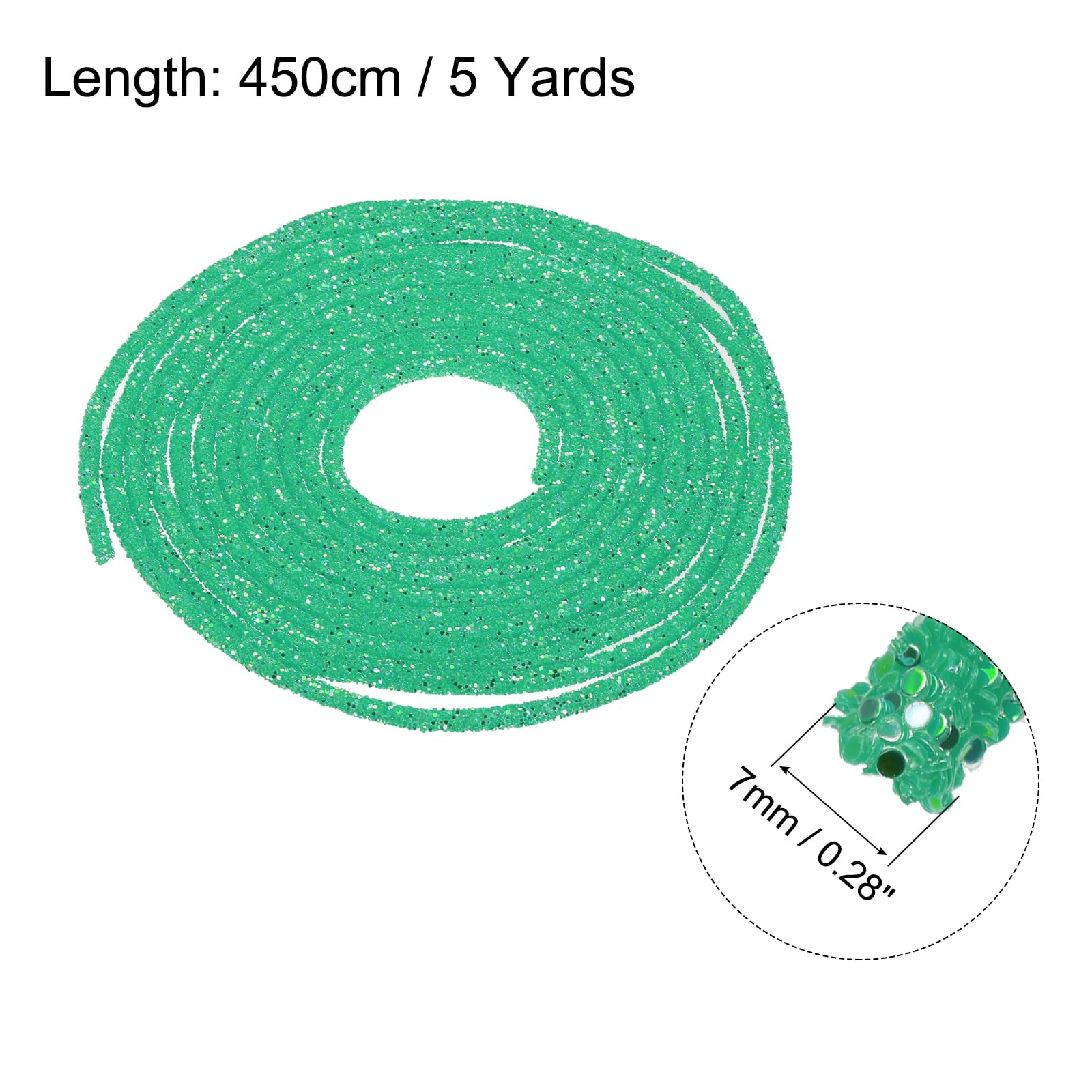 sourcing map 5 Yard 6mm 0.24 inch Glitter Sequins Rope Sequins Rhinestone Tube Cord for DIY Wedding Dresses Costume Clothing Shoes Jewelry Accessory Clear White — view 212