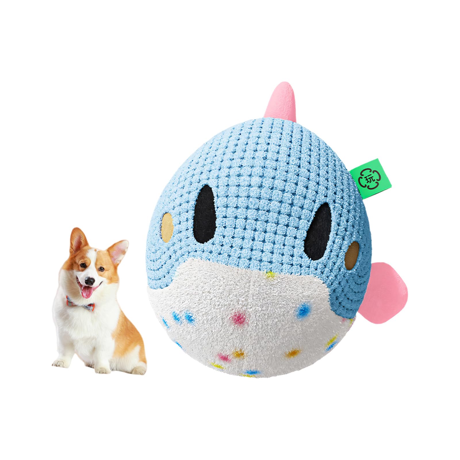 Balle peluche pour chien avec rebond vibrant et effets sonores rechargeables USB