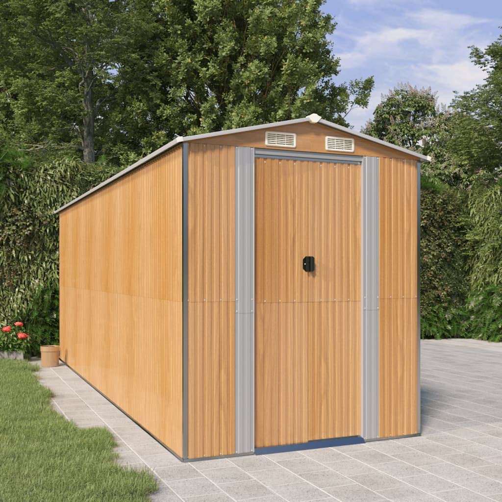Générique Abri de Jardin Marron Clair 192x523x223 cm Acier galvanisé,Maison & Jardin,Pelouses & Jardins,Vie en extérieur,Structures extérieures,Cabanes & abris de Jardin,3147475