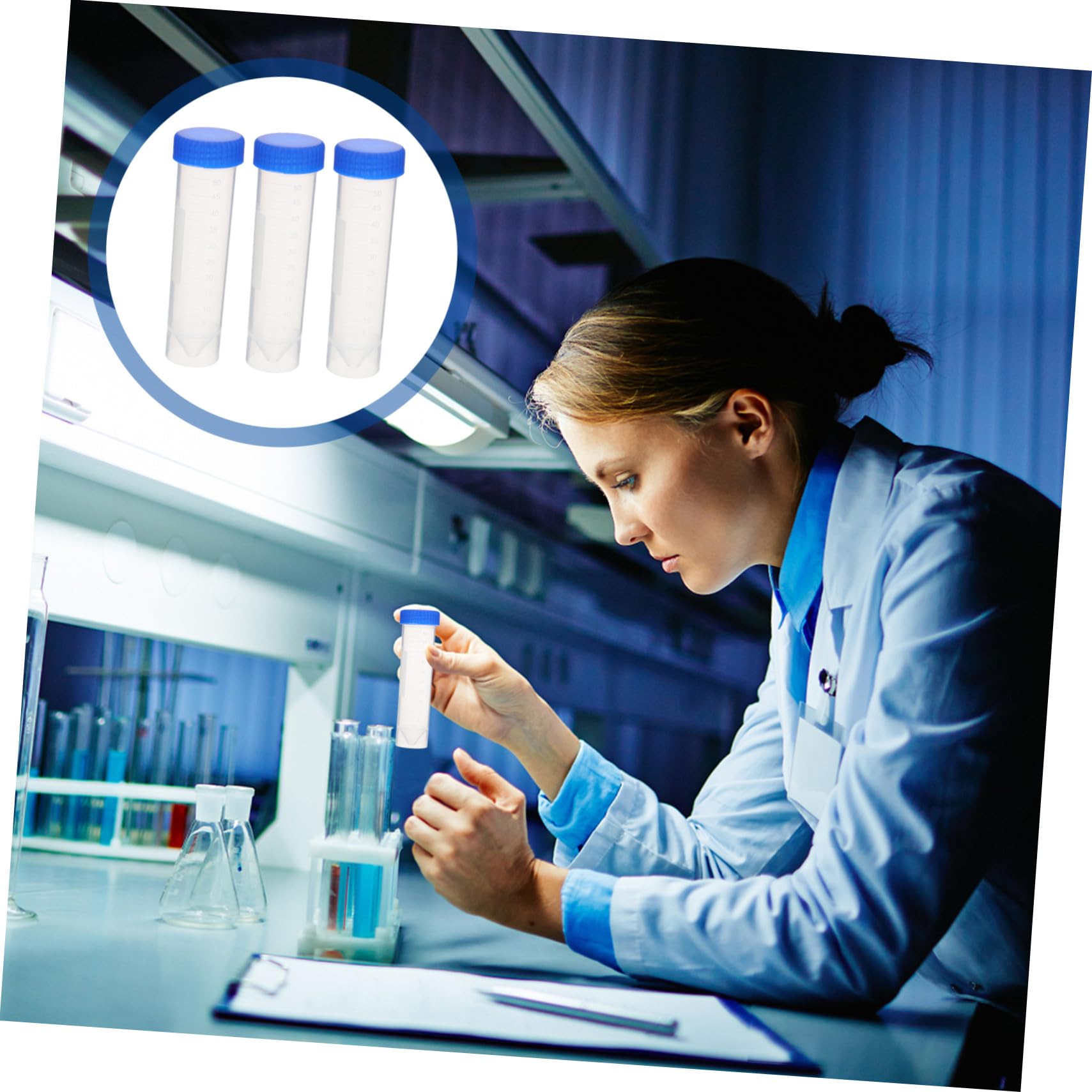 Hohopeti Zentrifugenröhrchen Zufällige Farbe für Biochemische Proben im Labor Klare Skalierung 50 Ml mit Schraubverschluss aus Kunststoff und Verschließbare Belüftungsposition 50 Stück