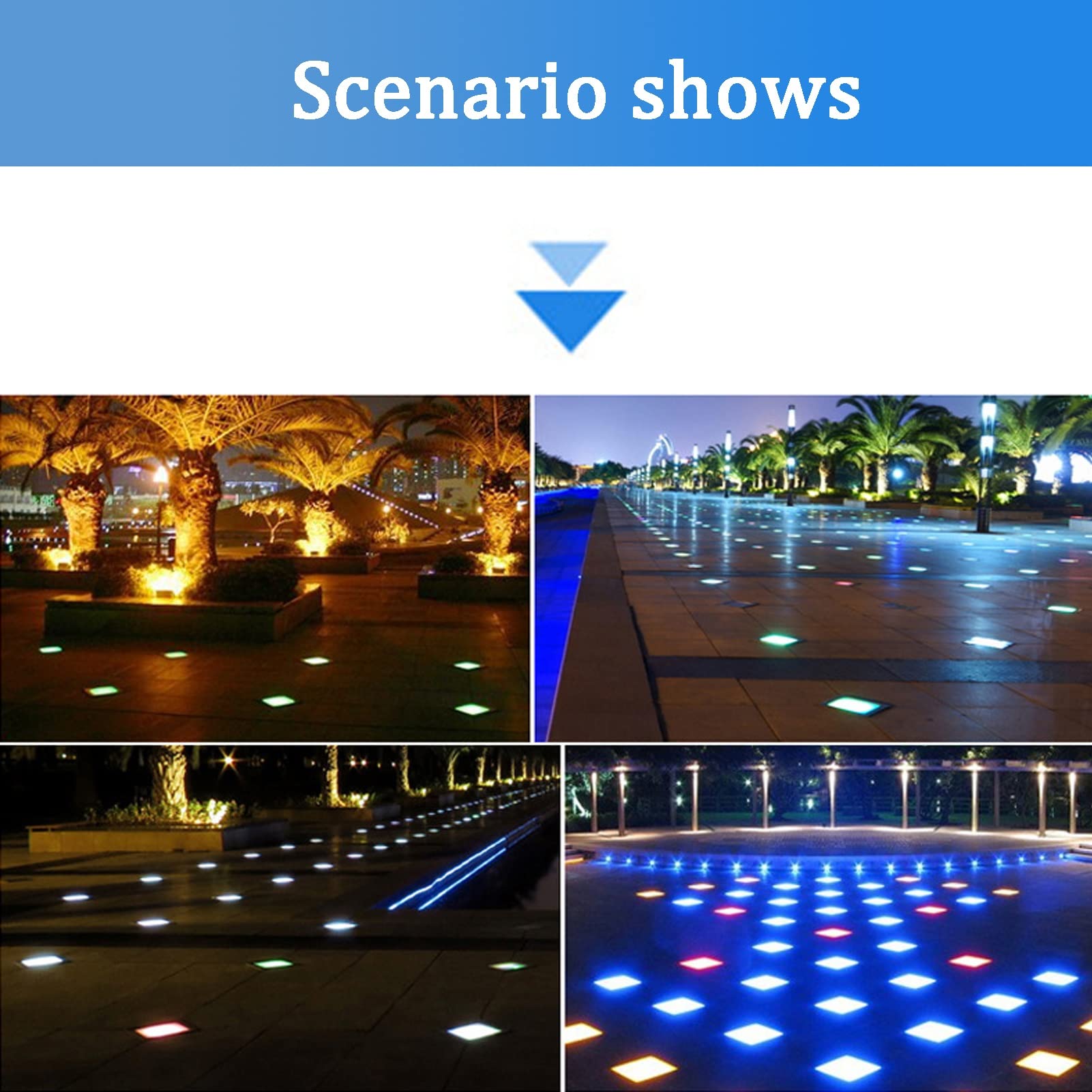 Quadrato Esterno Faretti da Pavimento Luci Terra Alluminio Antiruggine IP65 Impermeabile Incasso Faretto per Vialetto Ponte Sentieri Illuminazione del Percorso