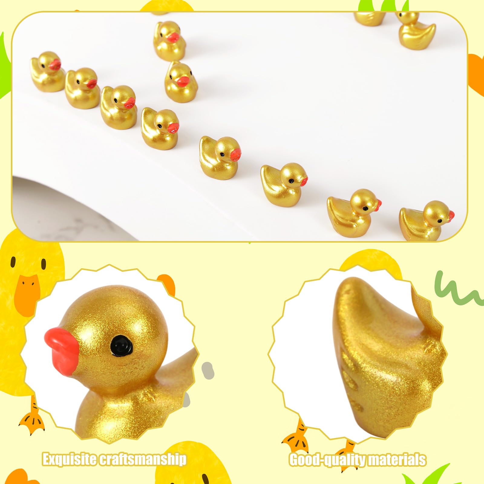 100pcs Golden Mini Resin Ducks - Image 4
