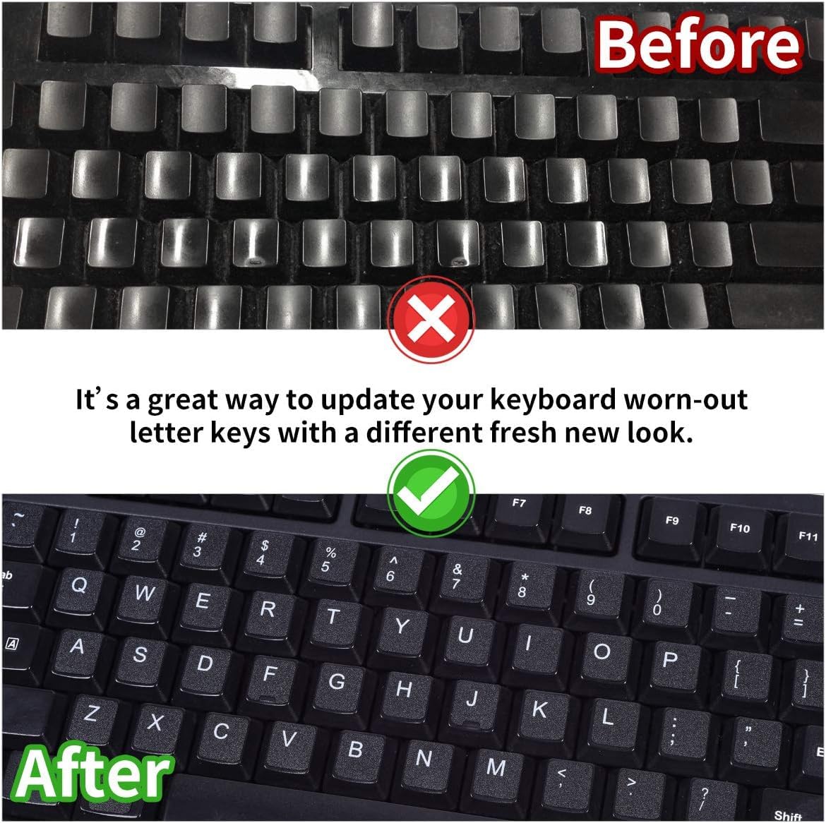 Adesivi per tastiera, adesivi universali per tastiera inglese da 2 pacchi, adesivi per tastiera computer, sfondo argento con scritte nere, adesivi per computer portatile notebook desktop...