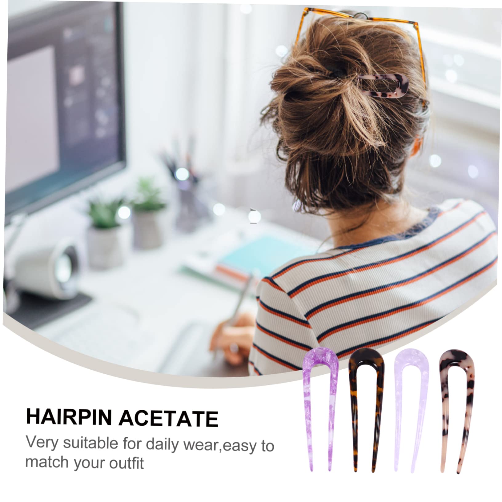 Baluue 12stücke U-förmige Haarnadeln Acetat Doppelte Prong-haarspangen Für - Stilvolle Haaraccessoires Verschiedenen Farben Für Hochzeiten Und Partys