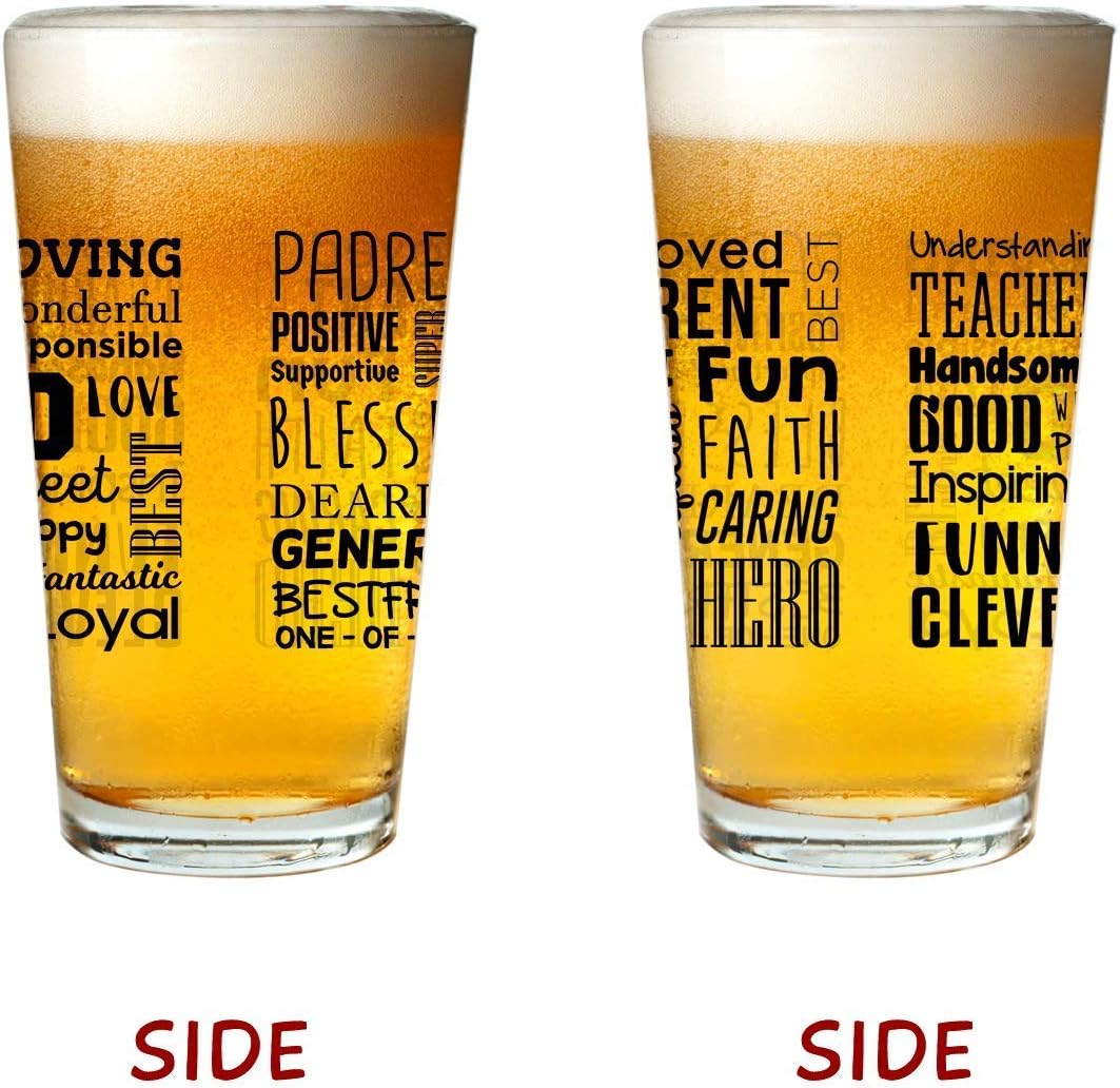 Dad Beer Glass with Inspirational Words (Front & Back), Dad Glass - Image 5
