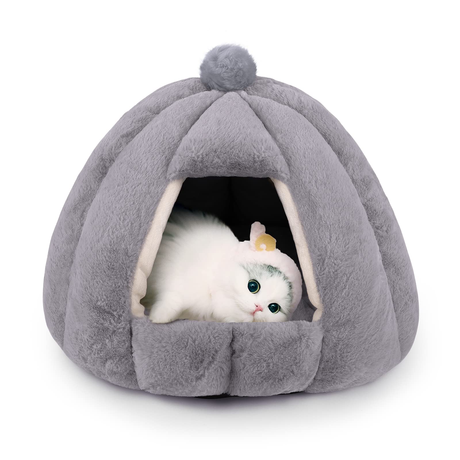 Lucky Monet Katzenkorbbett Rund – Gestrickt, Weich, Für Katzen & Hunde, 40 Cm, Blau