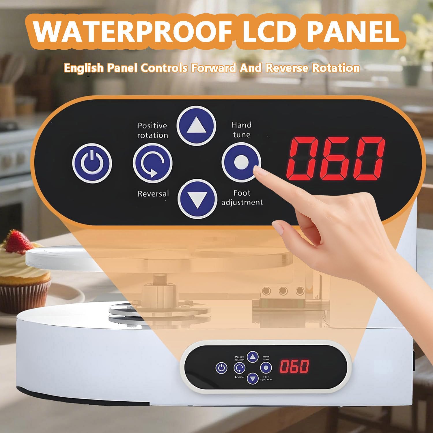 Máquina de glaseado de Pasteles con Plato Giratorio 35/36cm,Altura de Crema hasta 20cm,Control LCD Digital y Pausa con un Toque, para Estudios de repostería y hogar Pink-35cm