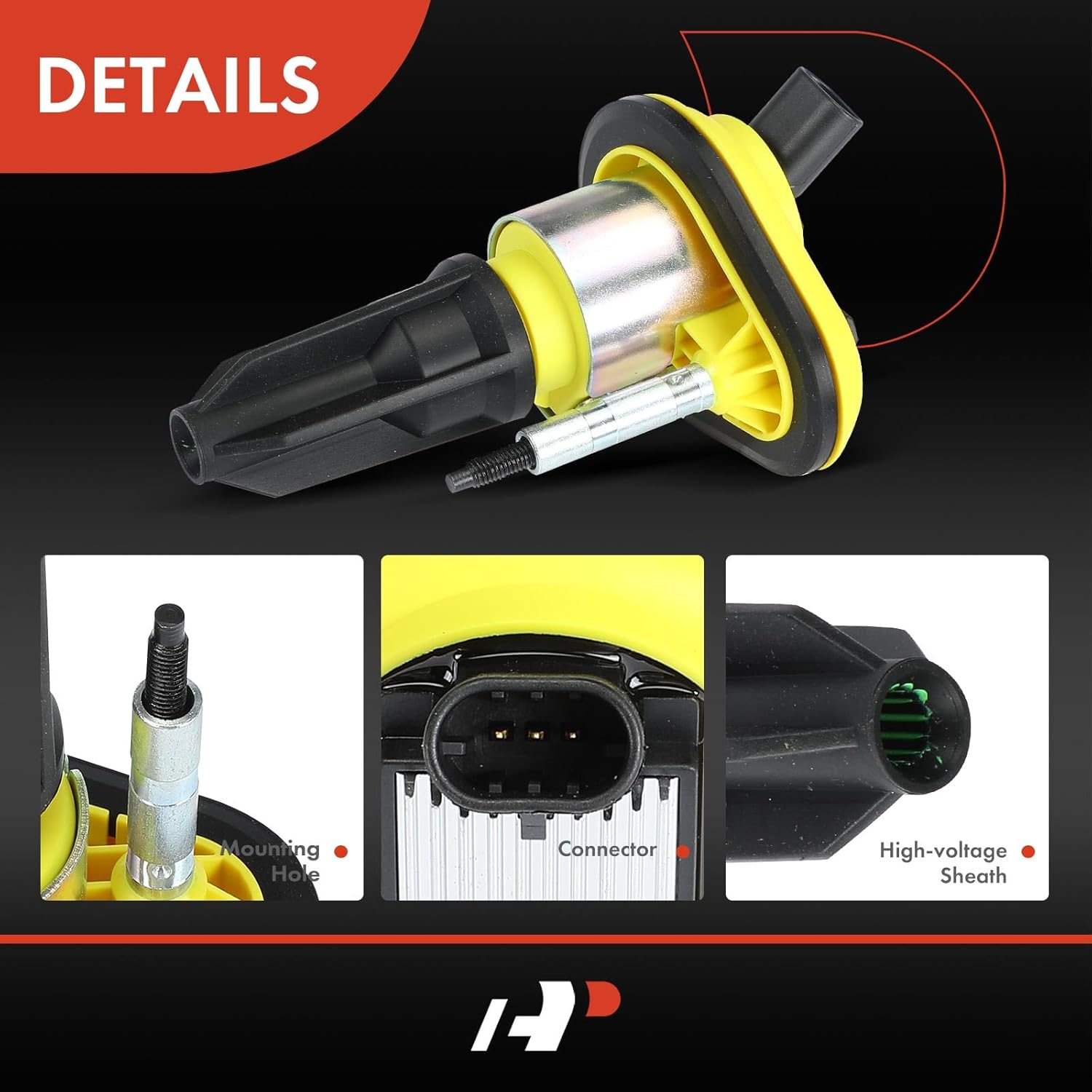 A-Premium (Yellow) Engine Ignition Coil Pack Compatible with Chevrolet Colorado 2004-2006 & GMC Canyon 2004-2006 & Hummer H3 2006 & Isuzu i-350 2006, i-370 2007-2008, 3.5L 3.7L, 5-PC Set