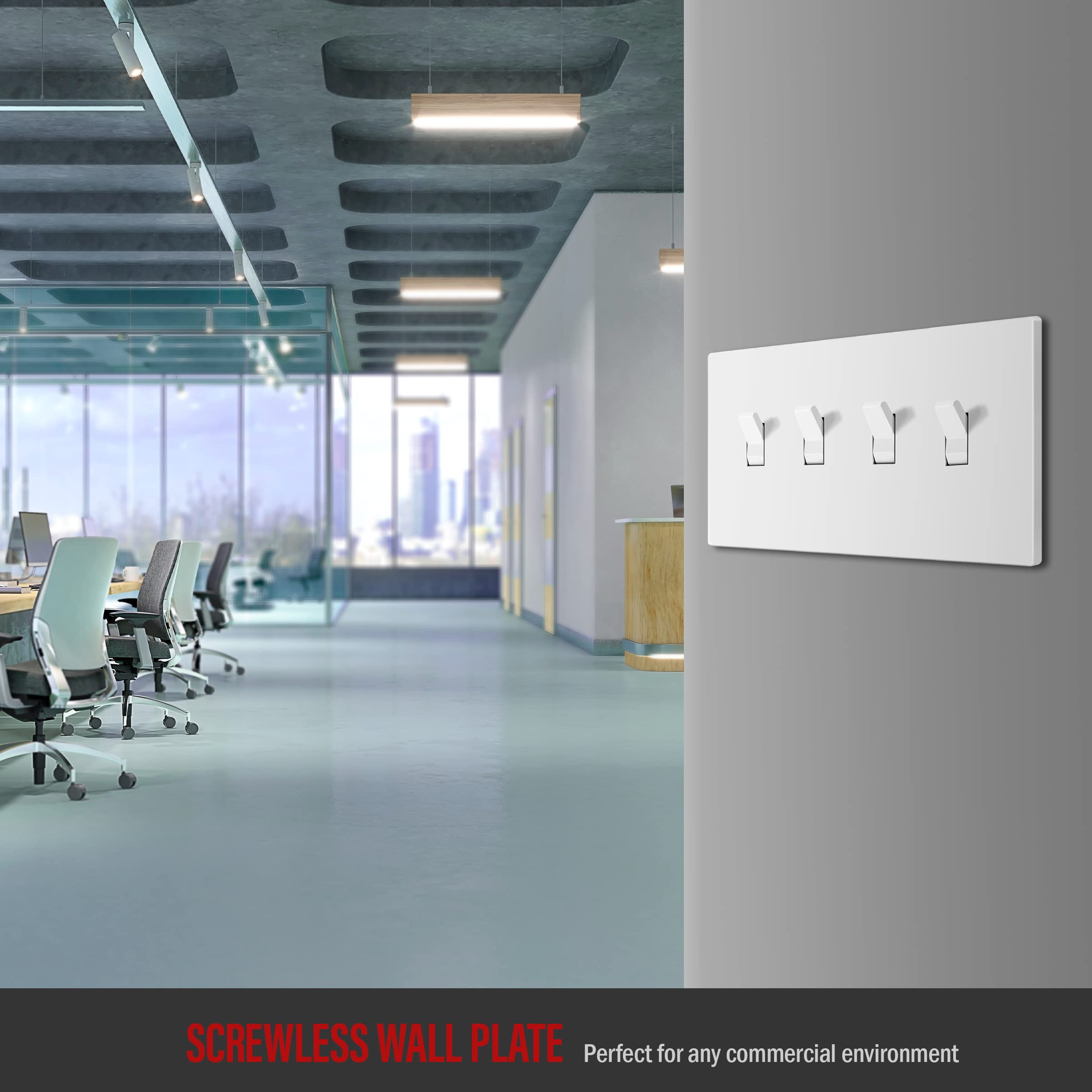 ENERLITES Plaque Murale à Quatre Interrupteurs à Bascule Sans