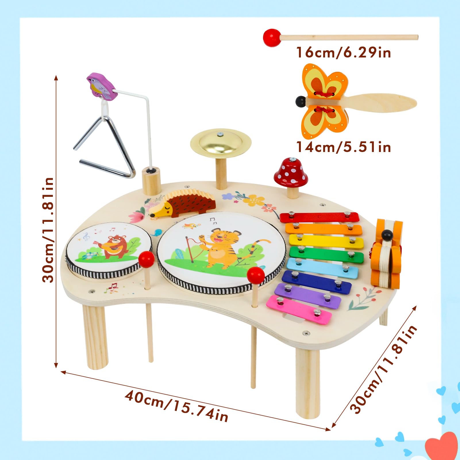 LZDMY Musikinstrumente Kinder ab 1 2 3 Jahr,Baby Musikspielzeug Triangel Schlagzeug Trommel Xylophon Instrumente Kinder, Musikset Montessori Spielzeug Geburtstag Ostern Geschenk Junge & Mädchen