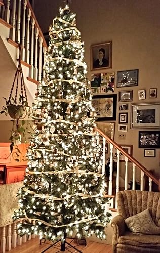 Miniatura 5 de Luces de cinta para decoración de árbol de Navidad, 32 pies, 100 luces LED, borde plateado, cinta con cable para árbol de Navidad, boda, fiesta de