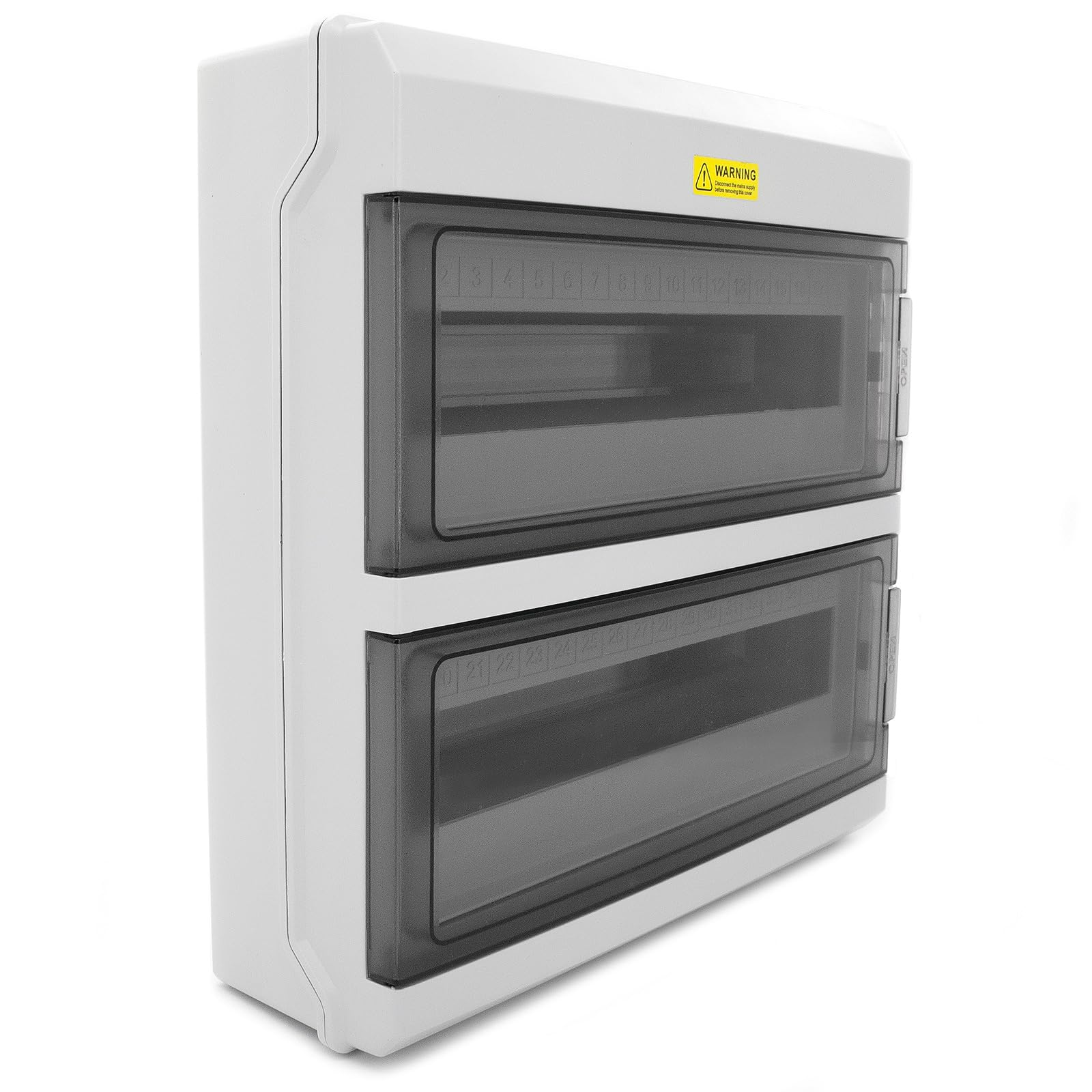 ELS Elektrotechnika Caja de fusibles de superficie IP66 caja de distribución | 36 módulos (2 x 18) de 2 filas con puerta transparente para exterior
